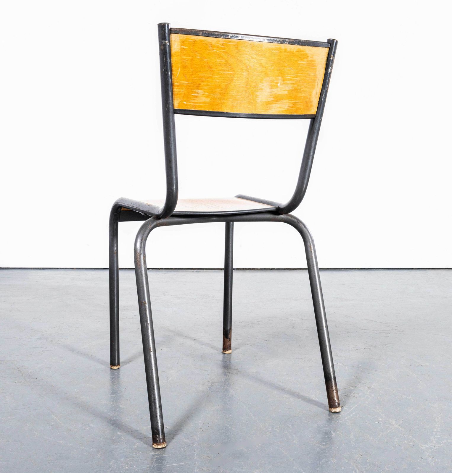 1960's French Mullca Stacking Dining Chair 510   Graphite Frame photo vintage
