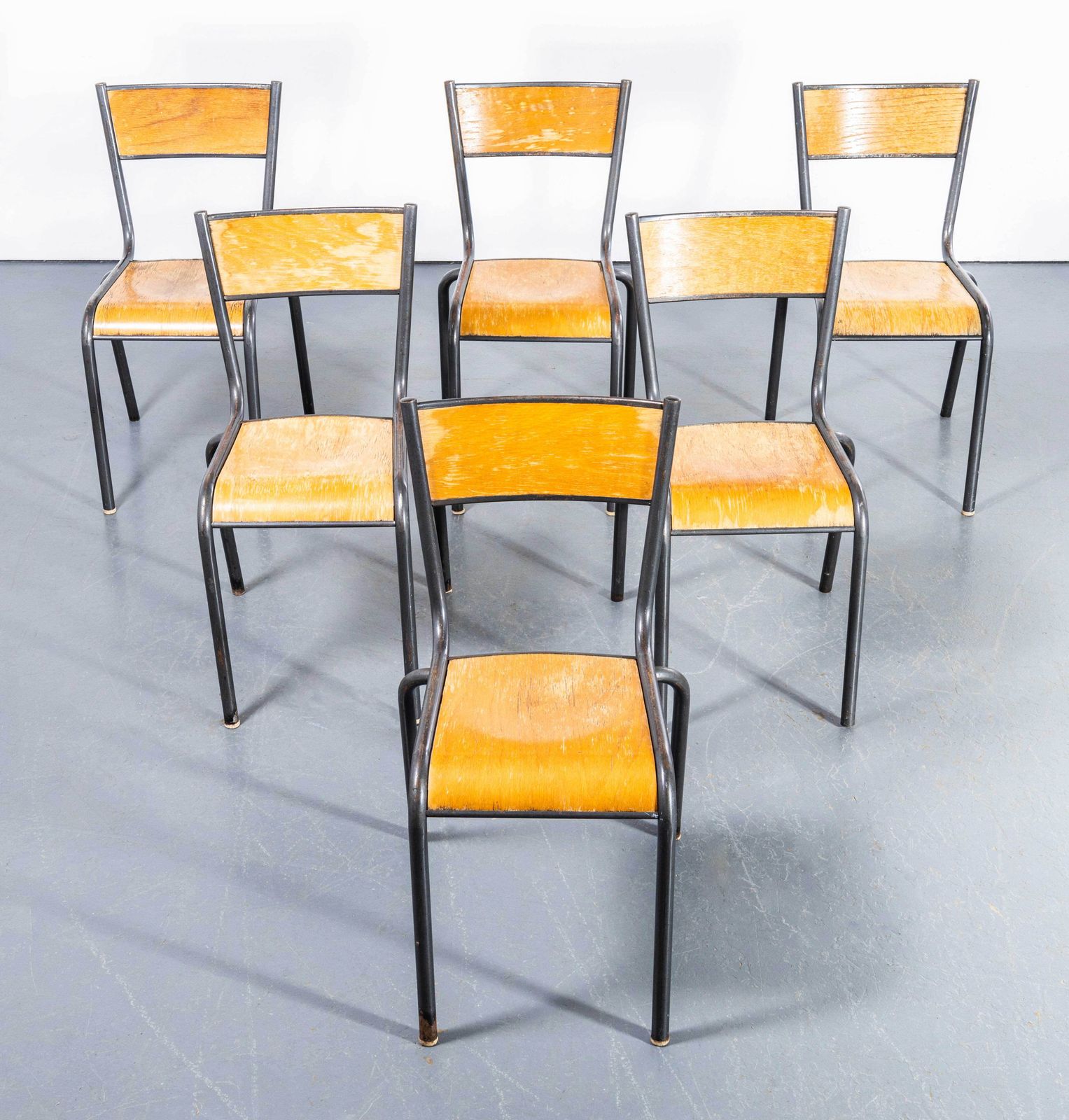 1960's French Mullca Stacking Dining Chair 510   Graphite Frame photo for sale