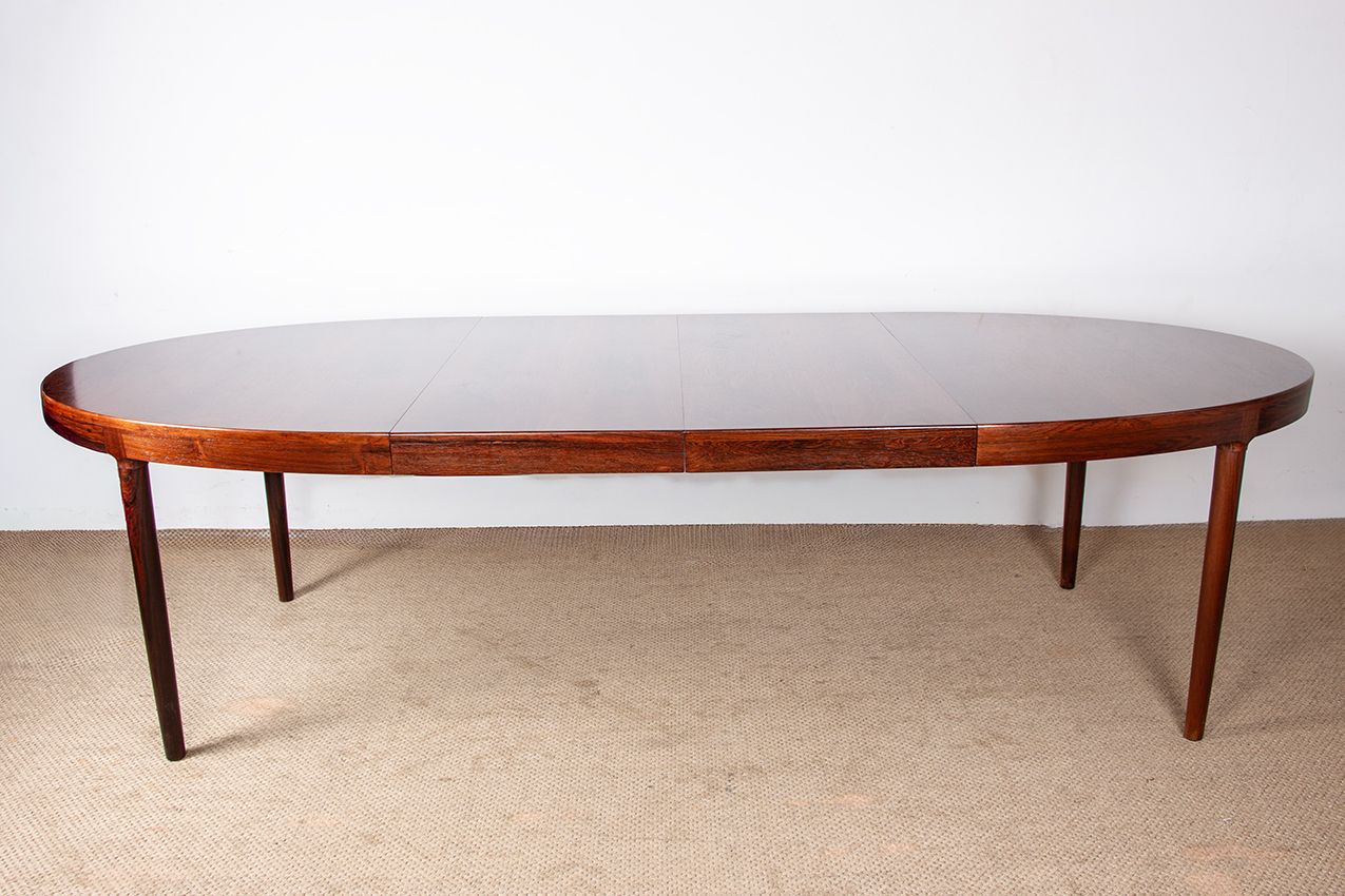 Furniture Large Oval, Extendable Danish Rosewood Dining Table By Harry østergaard For Randers Mobelfabrik 1960. photo