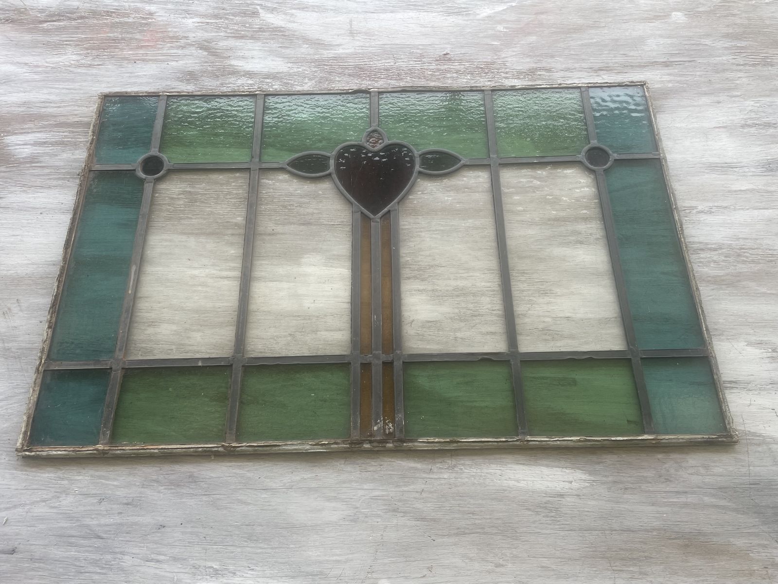 Edwardian Stained Glass Window Panel C.1910(original Frame, Large) 1e photo vintage