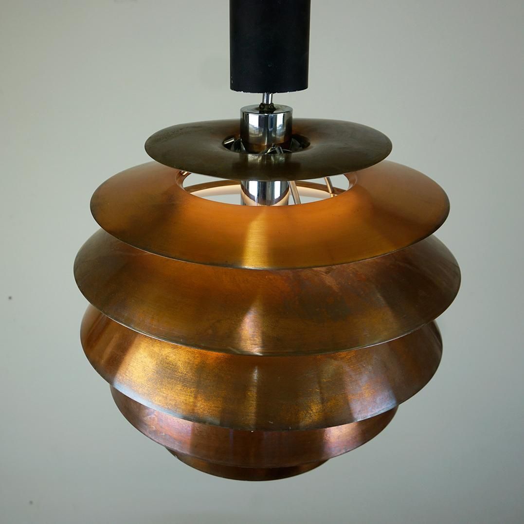 Italian Mid Century Copper Metal Pendant 1231 By Stilnovo Milano photo furniture