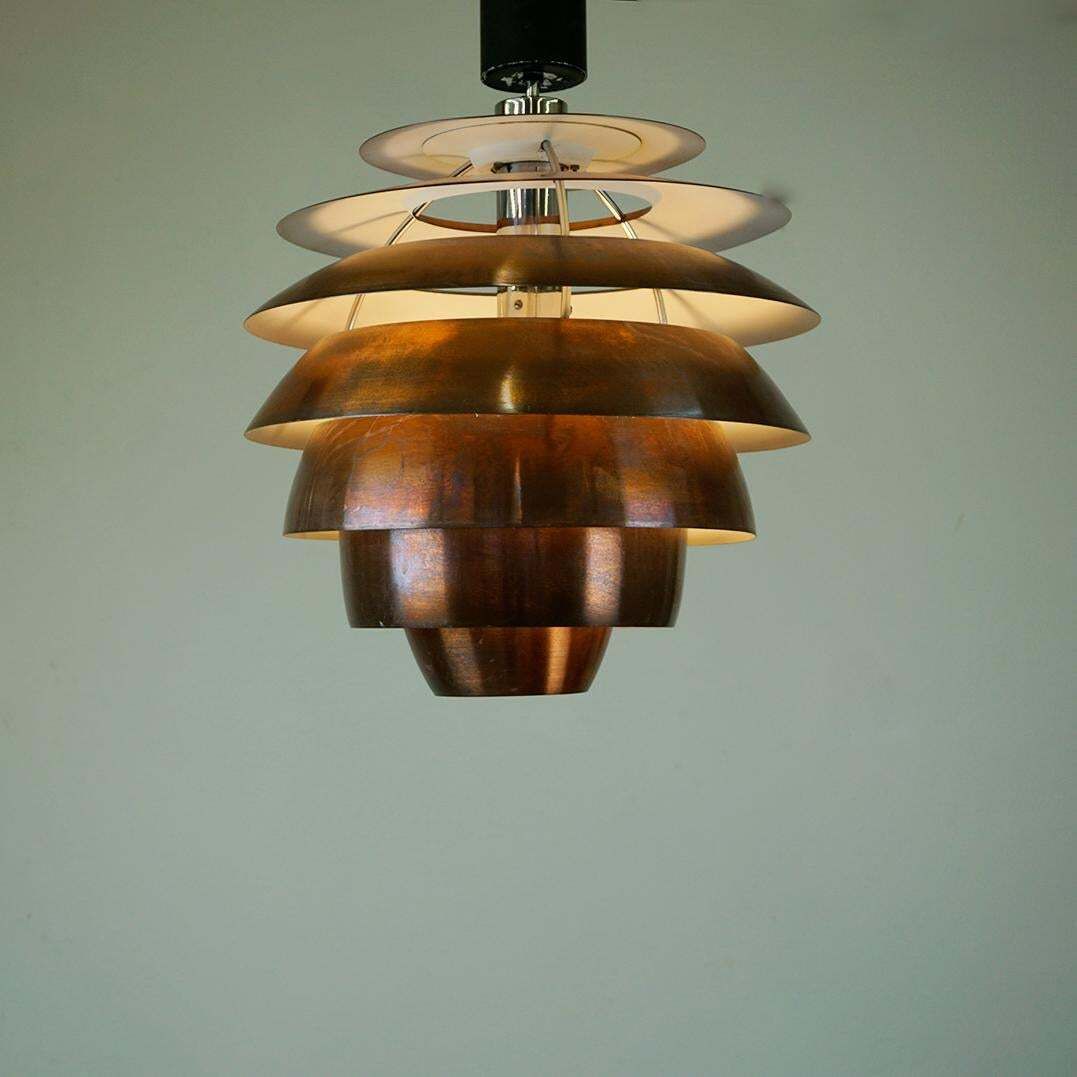 Italian Mid Century Copper Metal Pendant 1231 By Stilnovo Milano photo vintage