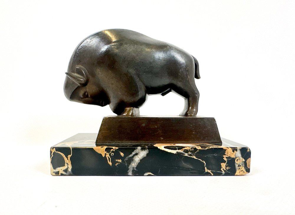 Art Deco French Bizon Figurine Attributed To Pierre Blanc, 1930s