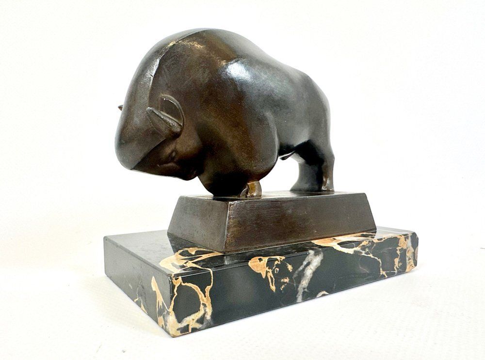 Art Deco French Bizon Figurine Attributed To Pierre Blanc, 1930s photo for sale