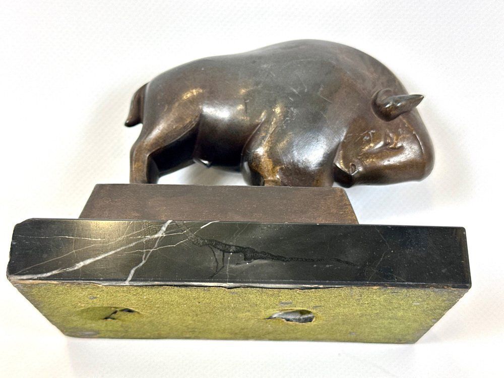 Home Decor Art Deco French Bizon Figurine Attributed To Pierre Blanc, 1930s photo