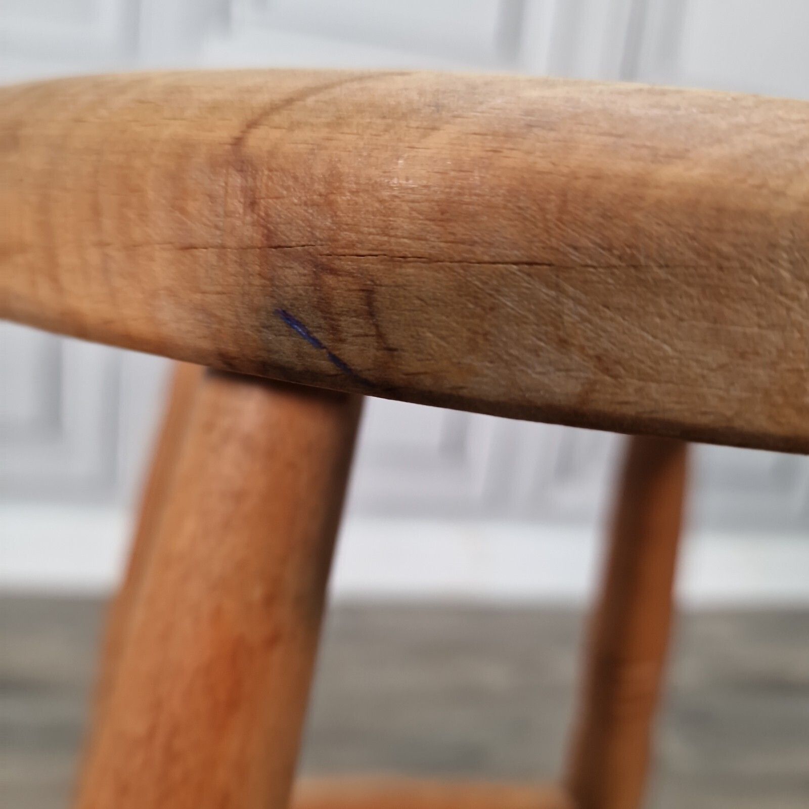 photo buy Vintage Rustic Stool   Solid Turned Wooden Farmhouse Kitchen Milking Pub Seat