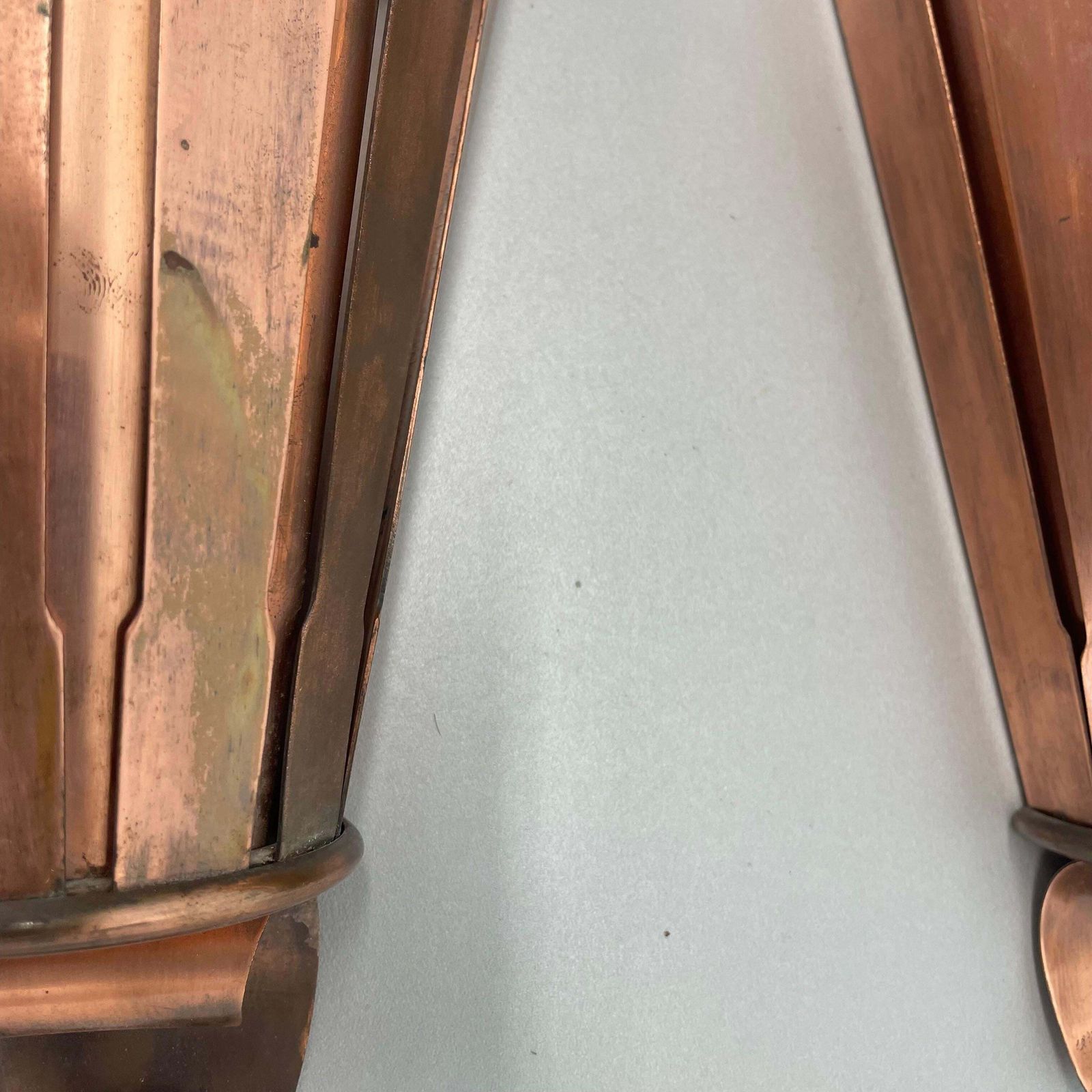photo for sale Set Of 2 Copper 25cm Gio Ponti Style Theatre Wall Light Sconces, Italy, 1950s