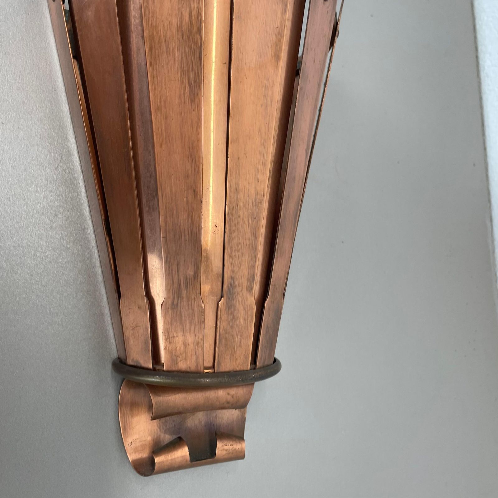 photo vinterior Set Of 2 Copper 25cm Gio Ponti Style Theatre Wall Light Sconces, Italy, 1950s