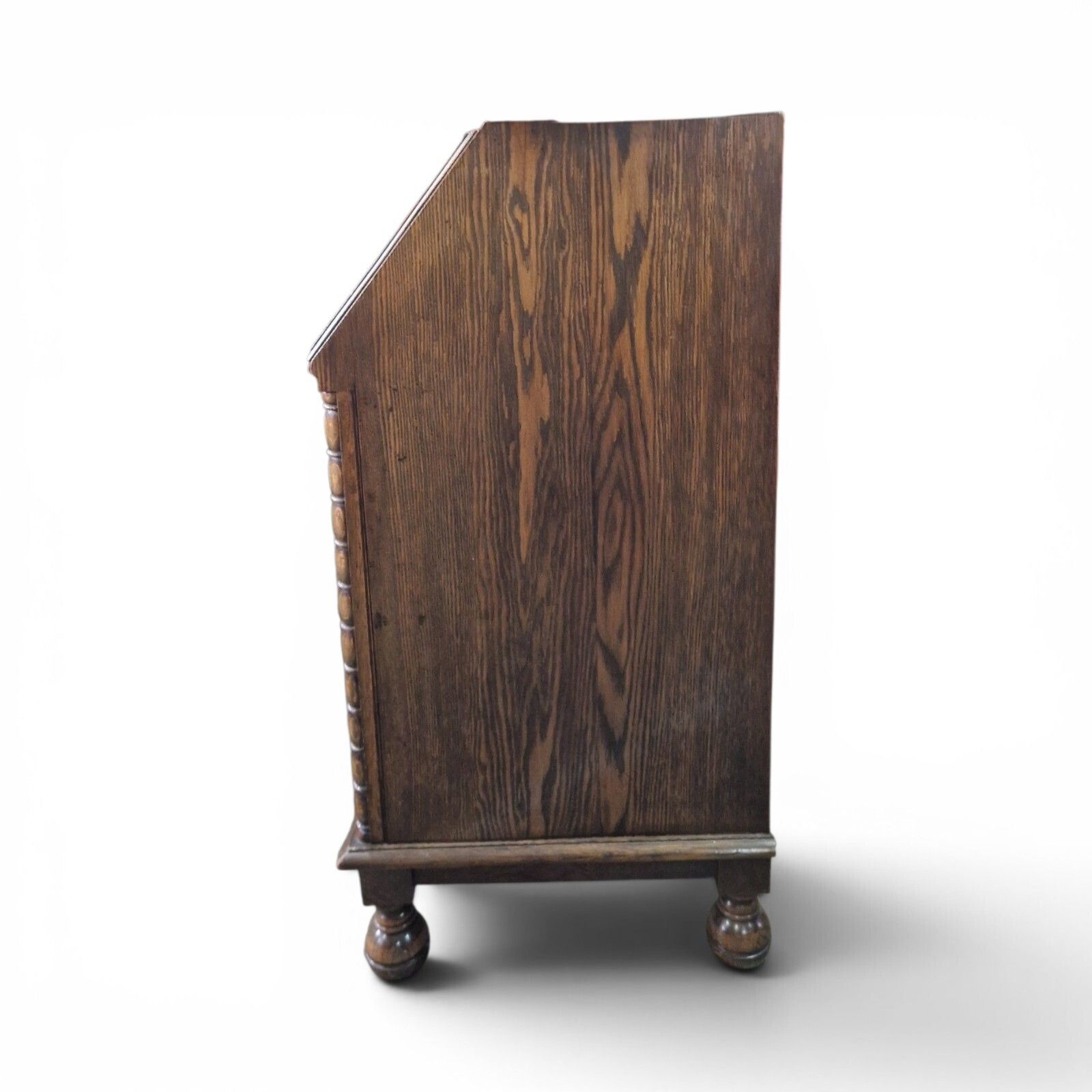 295.0 Antique Oak Bureau Writing Desk Fall Front Cabinet Drawers Old English Style photo