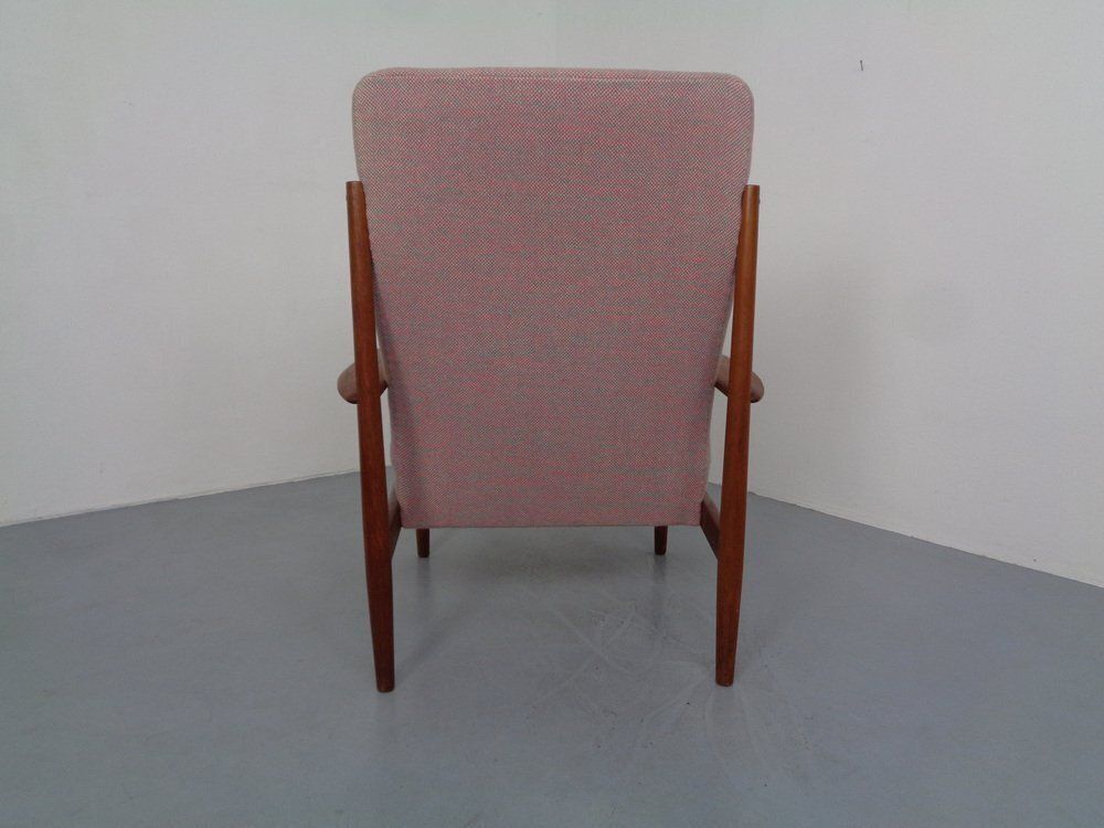 photo furniture Set Of Teak High Back Chair And Ottoman By Grete Jalk For France & Son, Denmark, 1960s