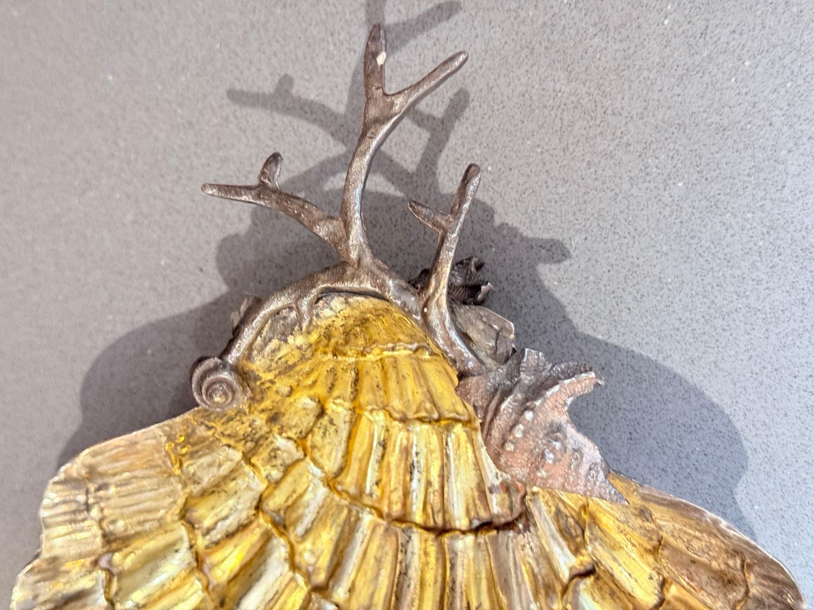 Franco Lapini Signed Silver Plated Shell Dish With Seahorse And Starfish Gilded photo Woonaccessoires