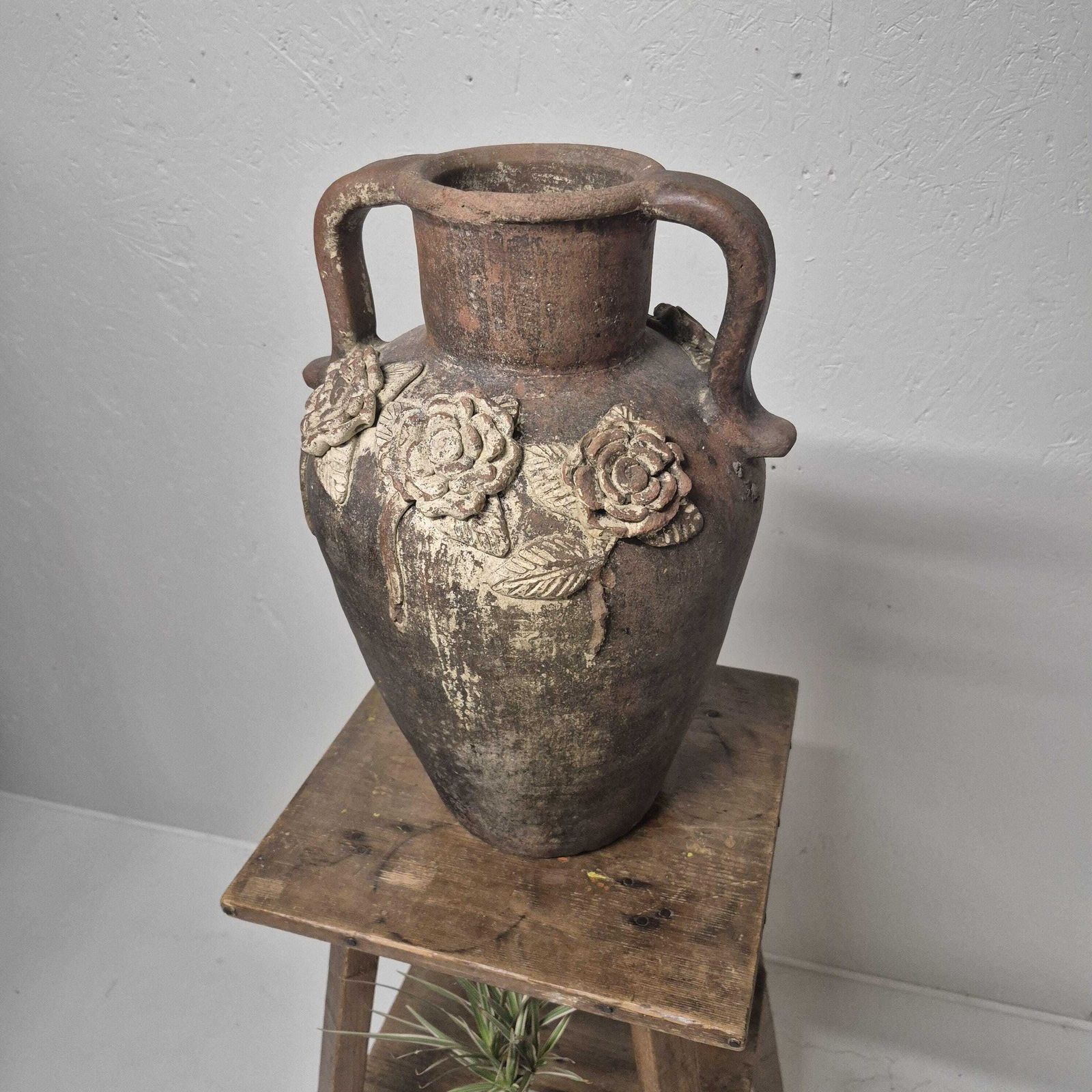 photo for sale Weathered Terracotta Twin Handled Amphora Urn   Olive Jar Planter
