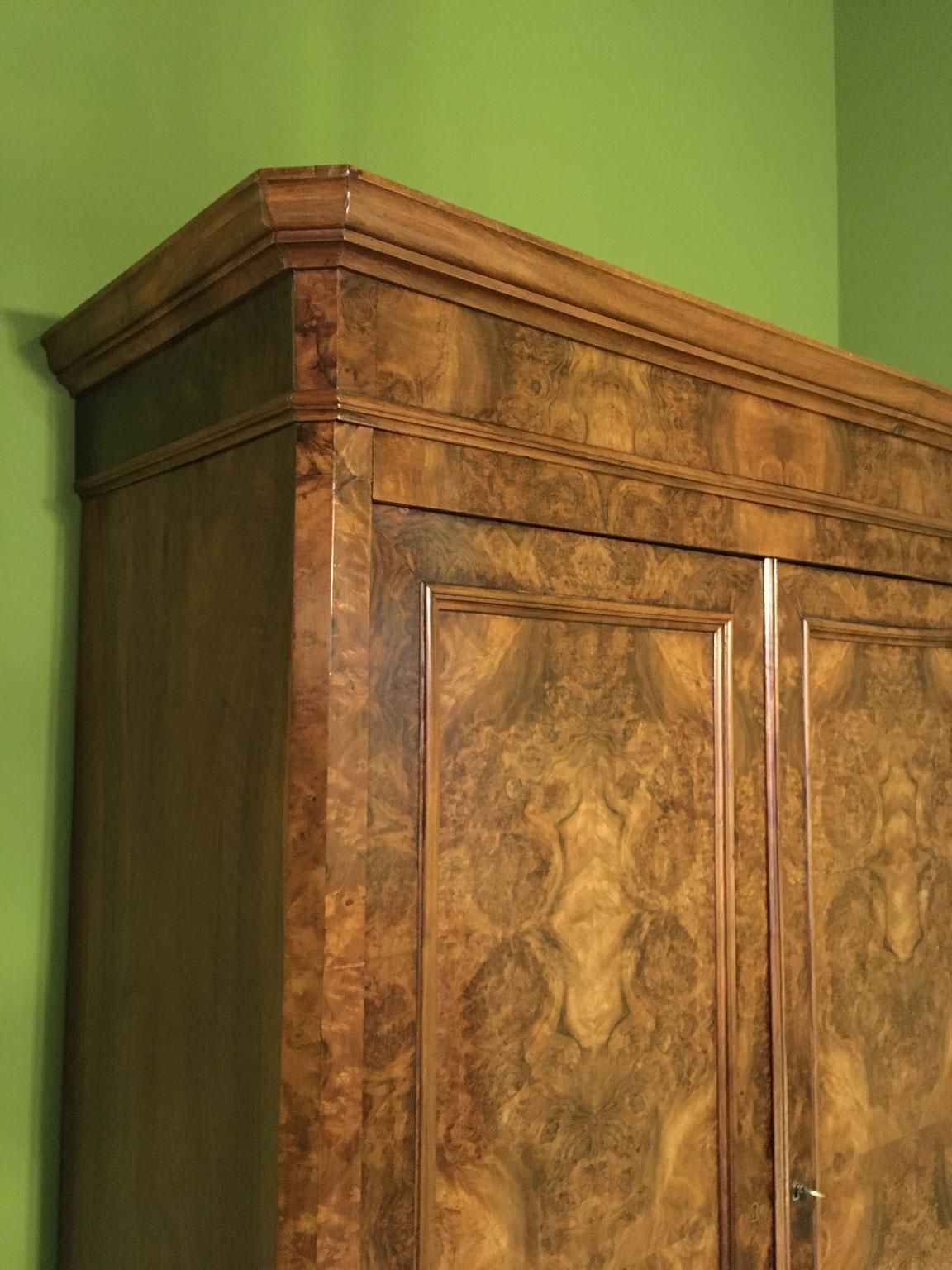 Furniture Italy Mid  19th Century Walnut Olive Wood Neoclassical Storage Cabinets Armoires photo