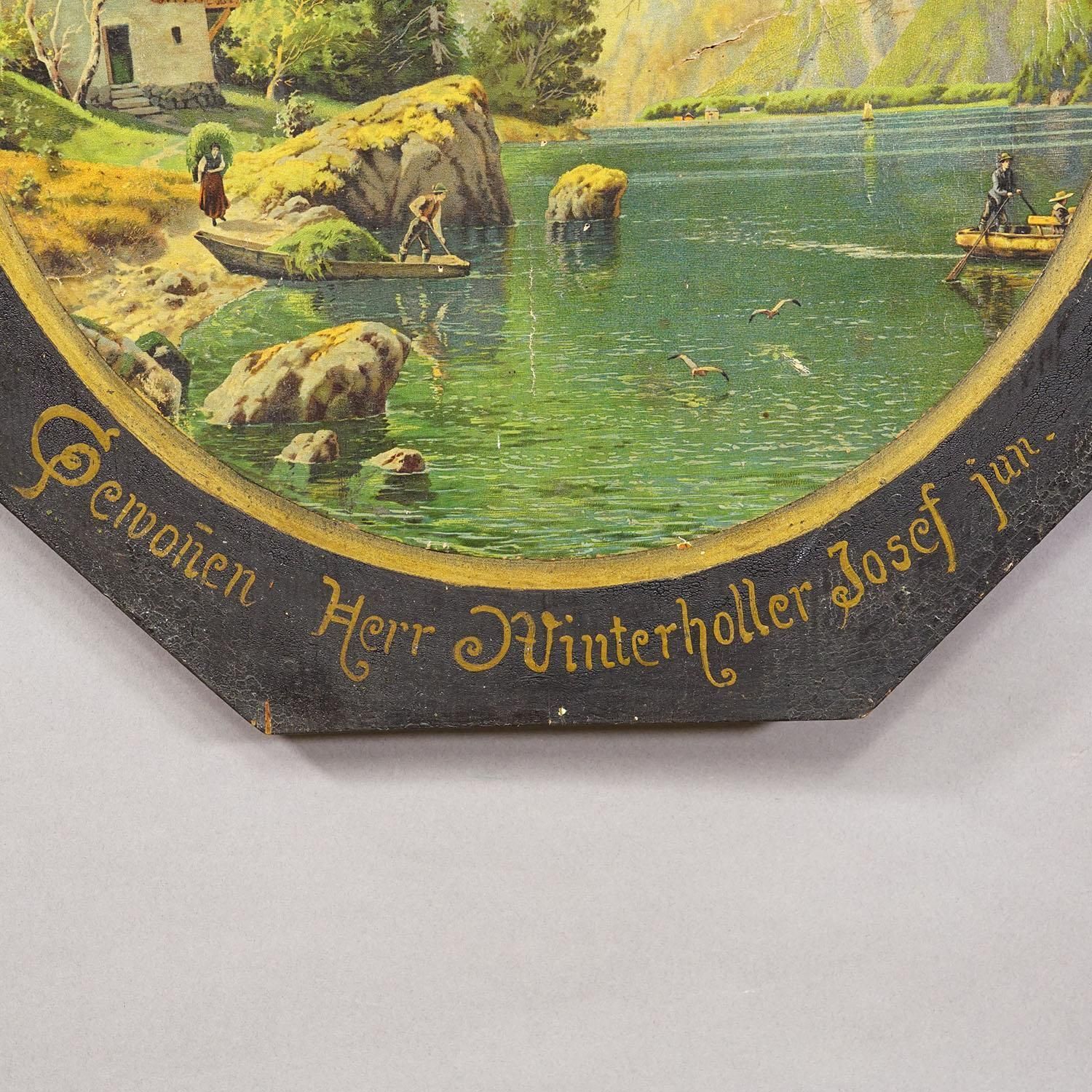 Antiek ereschietschijf Landschap met meer en bergen, Duitsland 1925 photo vinterior