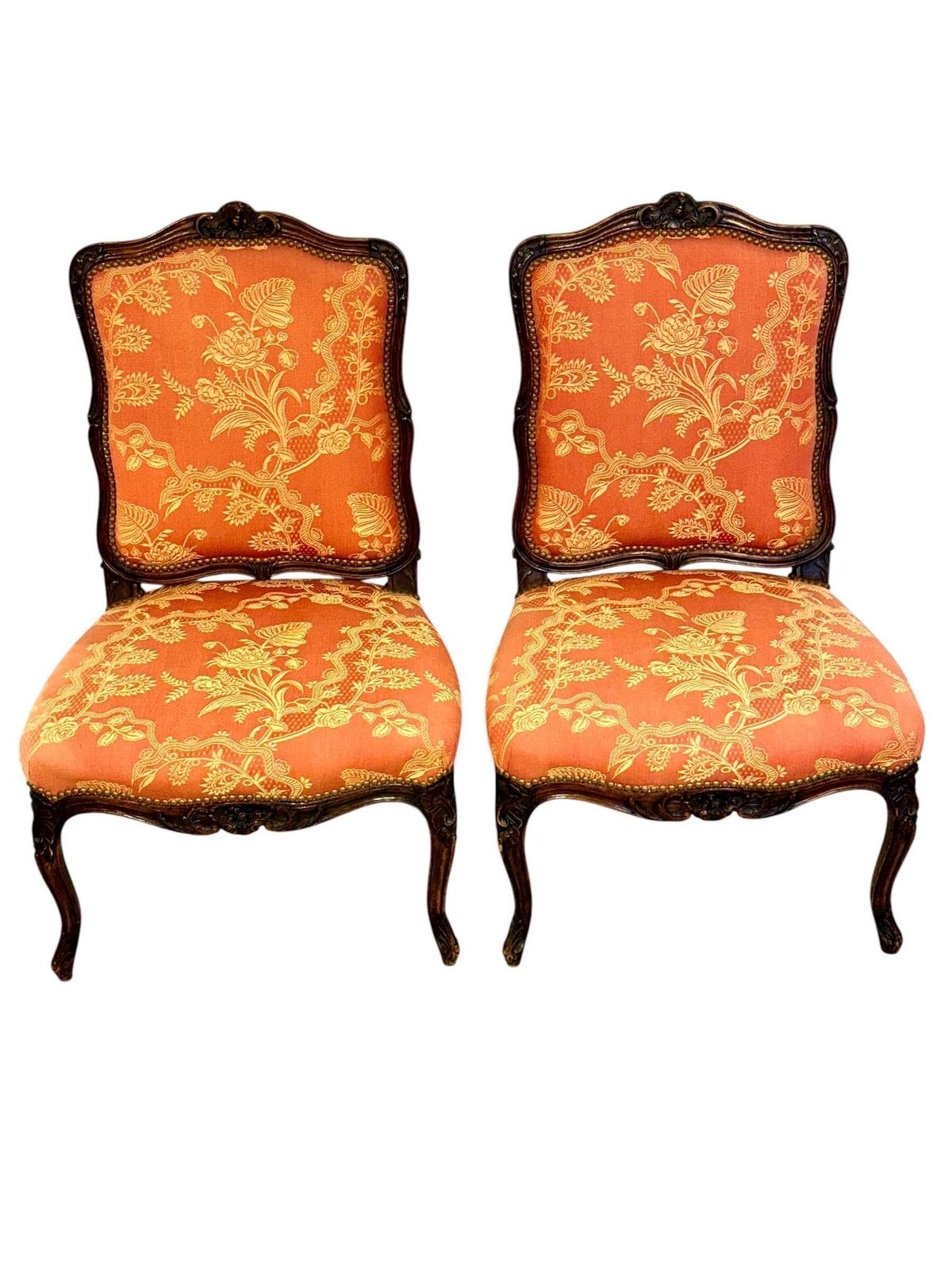 photo for sale Louis XV Style Pair Of Carved Walnut Side Chairs, France C.1880