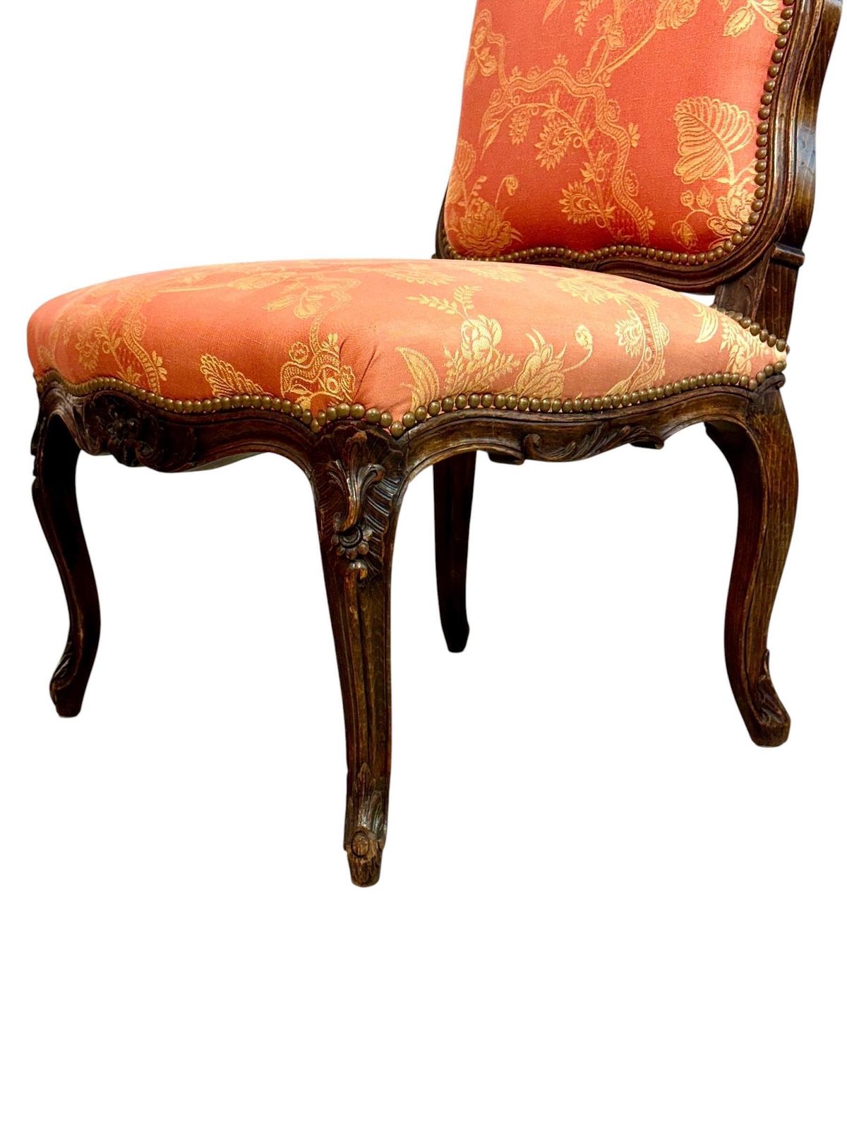 2017.0 Louis XV Style Pair Of Carved Walnut Side Chairs, France C.1880 photo