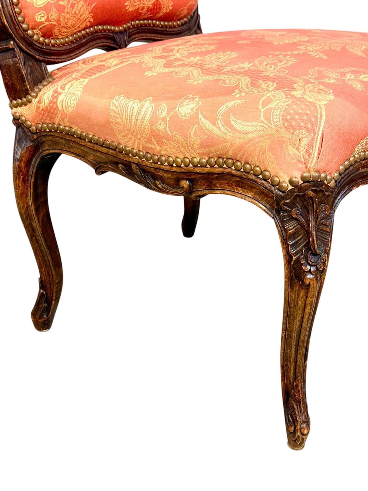 photo vintage Louis XV Style Pair Of Carved Walnut Side Chairs, France C.1880