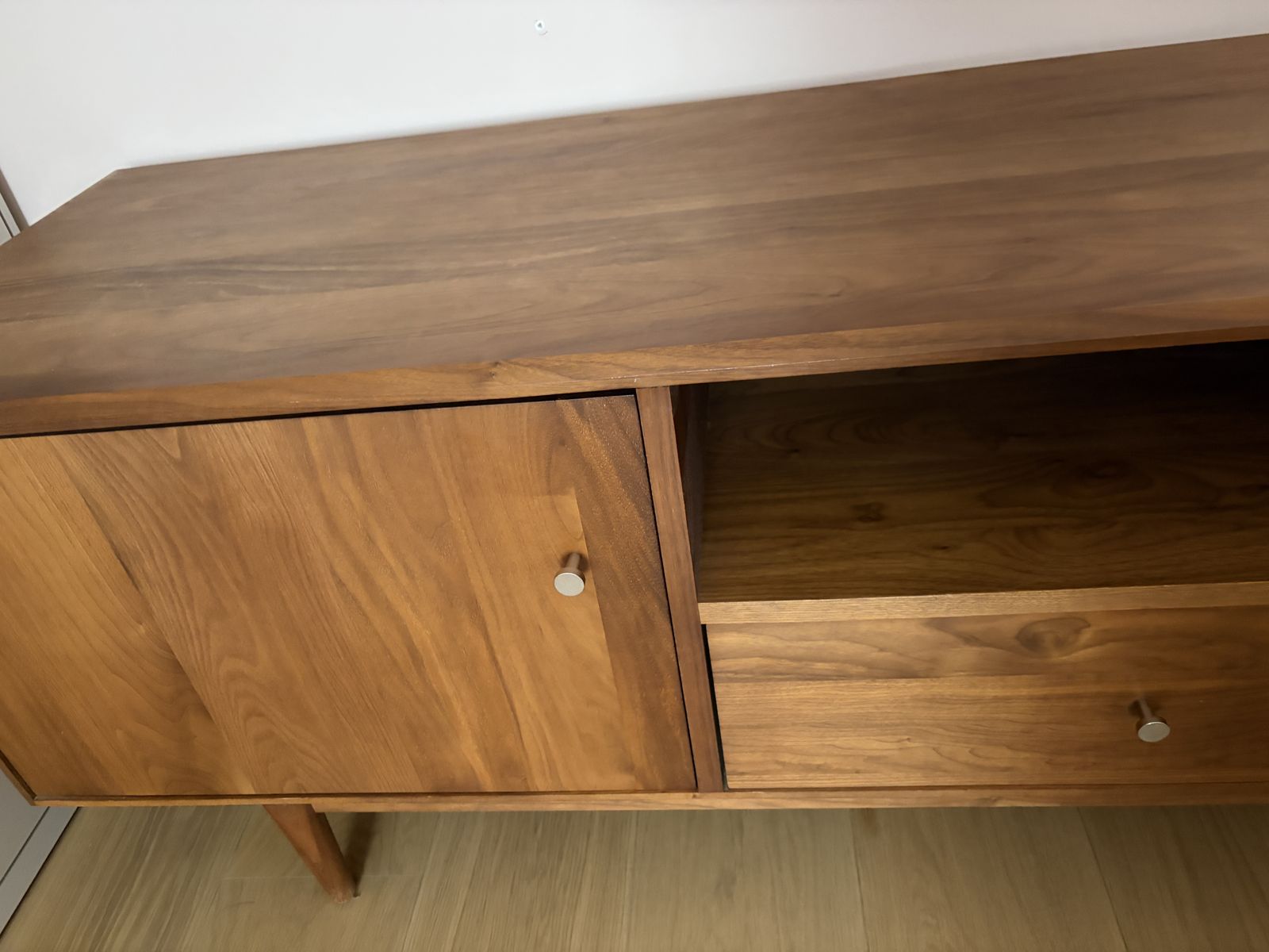 Mid Century Solid Walnut Media Cabinet photo for sale