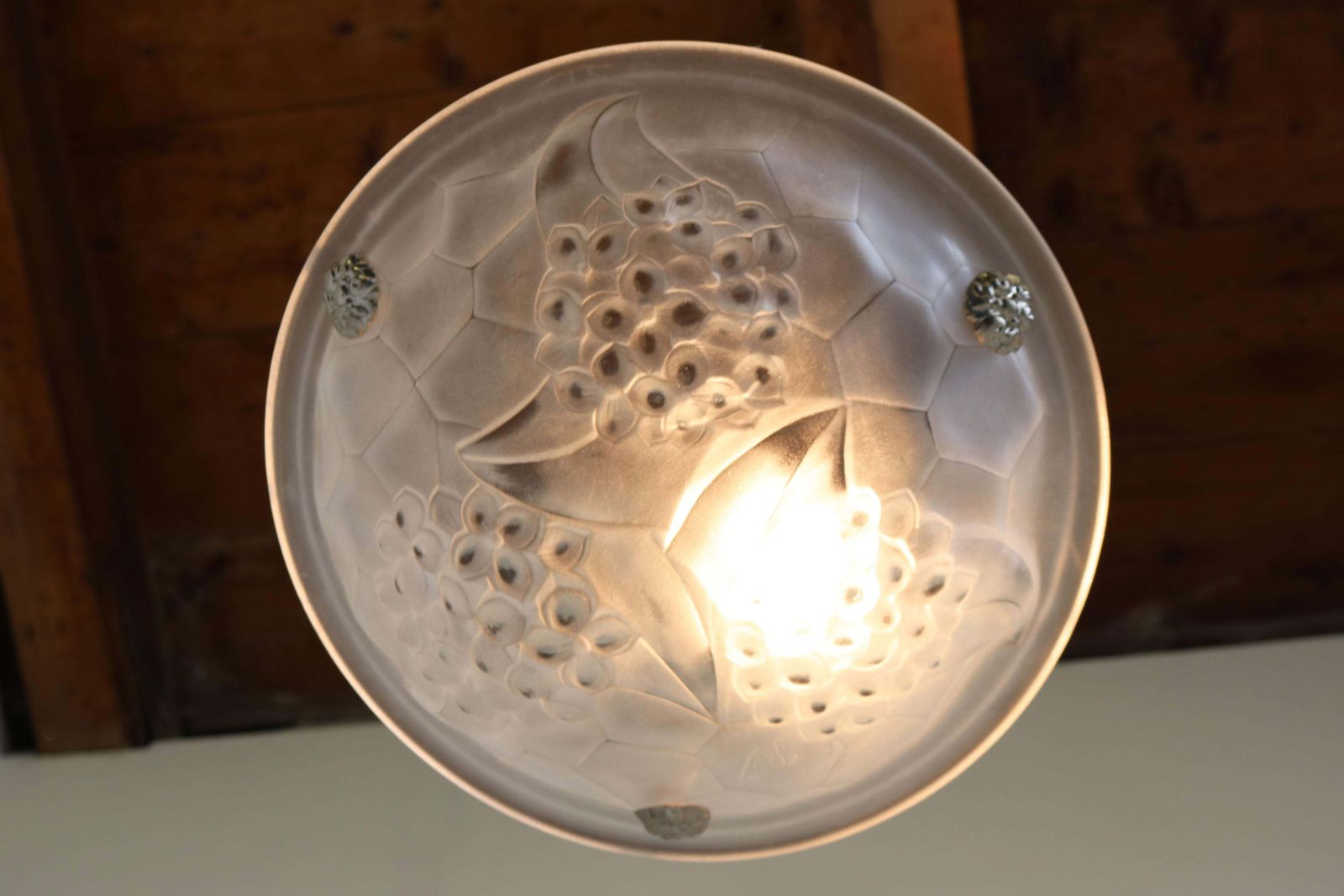 photo buy Lustre Art déco d'époque, verre blanc, par David Gueron Degue