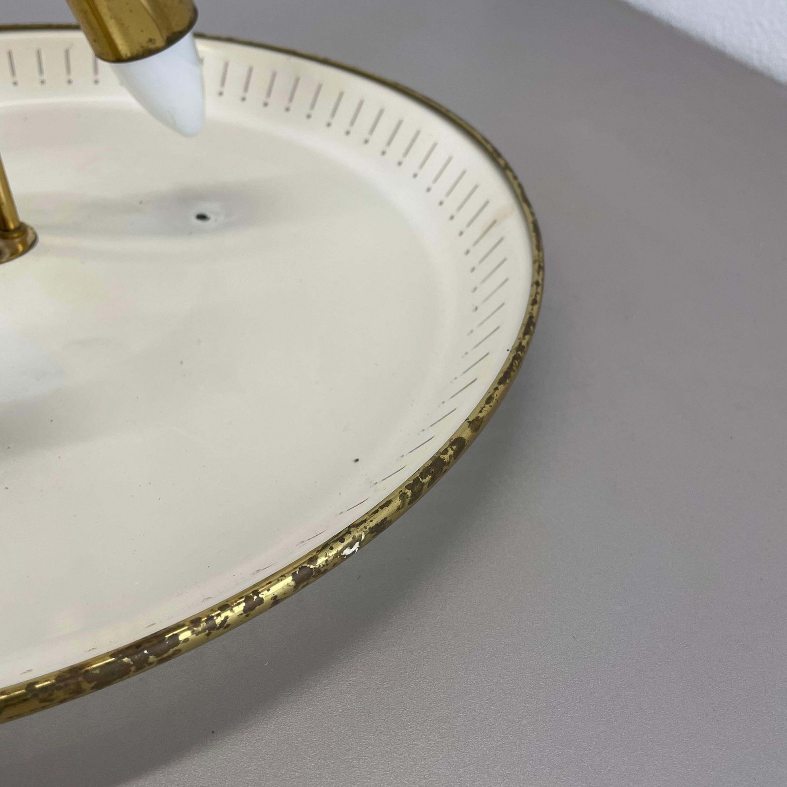 Unique Round Brass Gino Sarfatti Style Ceiling Light Flushmount, Italy 1950s photo buy