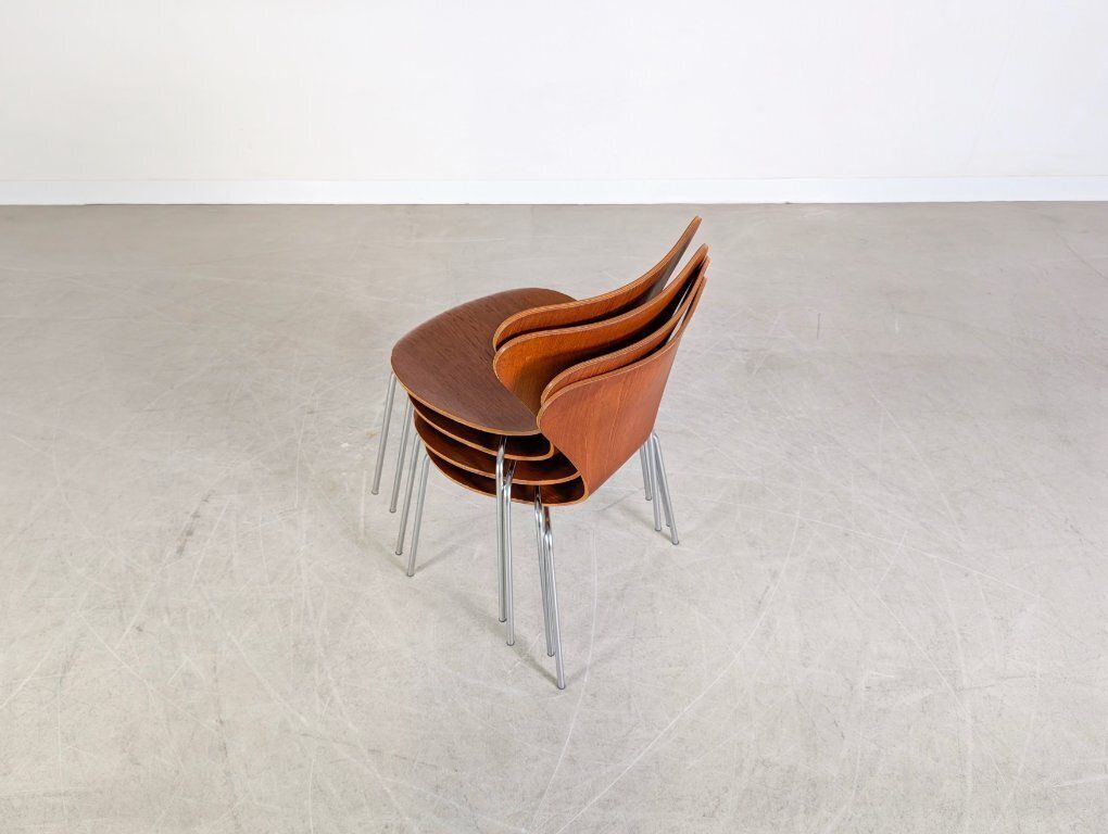 Set Of 4 3107 Midcentury Chairs Fritz Hansen Arne Jacobsen Teak photo vinterior