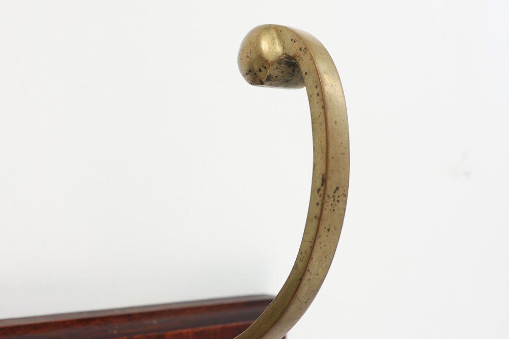 Art Nouveau Coat Rack In Brass And Oak, France, 1900s photo Furniture