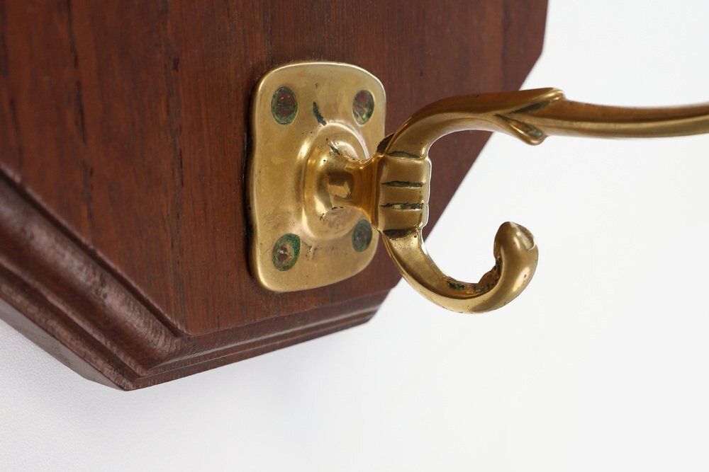 Art Deco Coat Rack In Oak And Copper, Belgium, 1920s photo buy