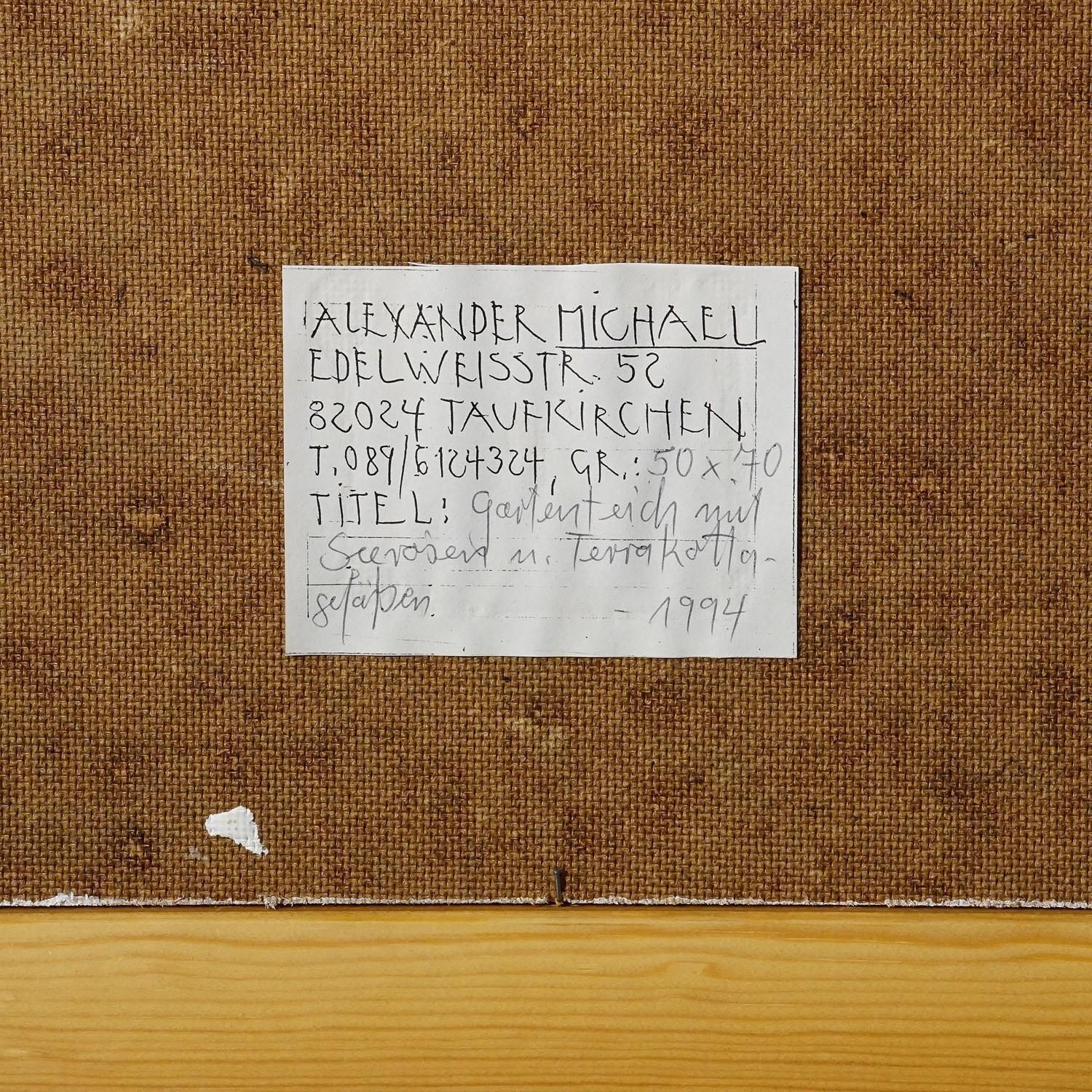 Tuinvijver met waterlelies, 1994 – Olieverfschilderij van Alexander Michael photo buy