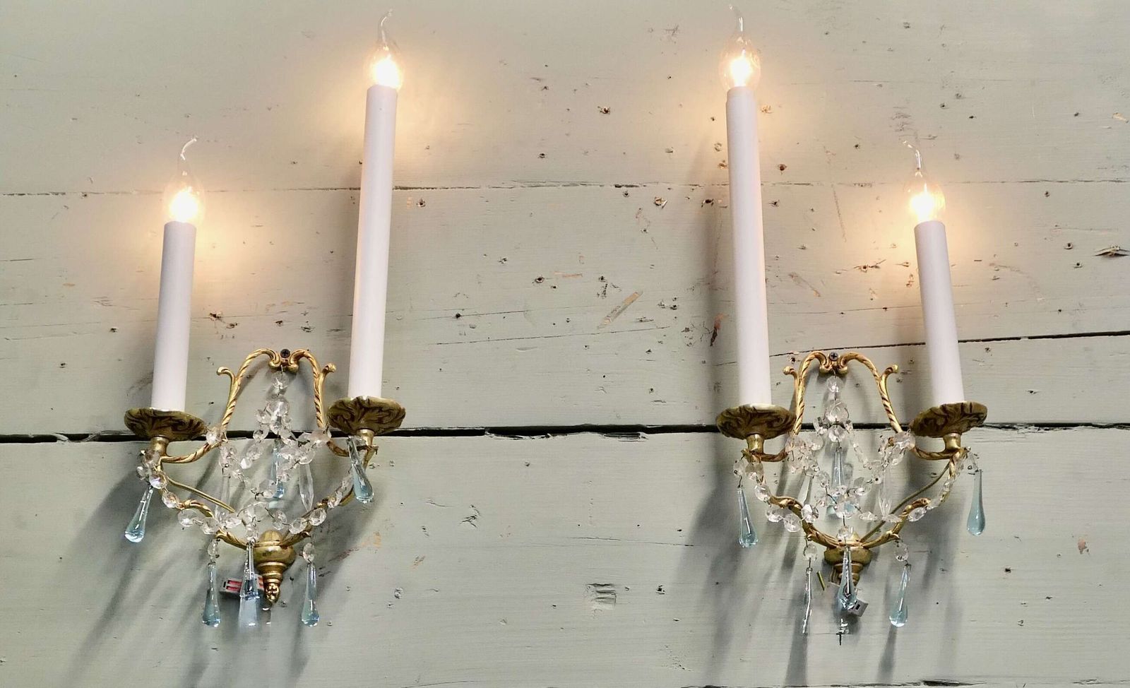 A Beautiful Pair Of Tall French Wall Chandeliers This Is A Superb Pair Of Tall 2 Sconce W photo furniture