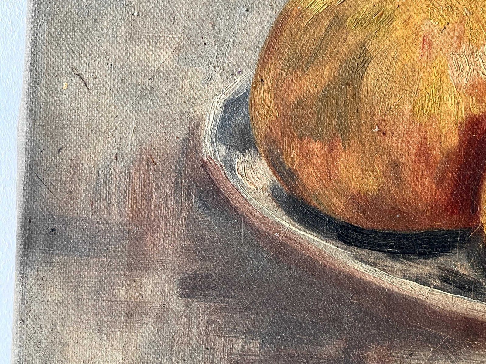 Nature morte aux pommes, huile sur toile, peinture française d'époque, années 1930, décor de cuisine française photo buy