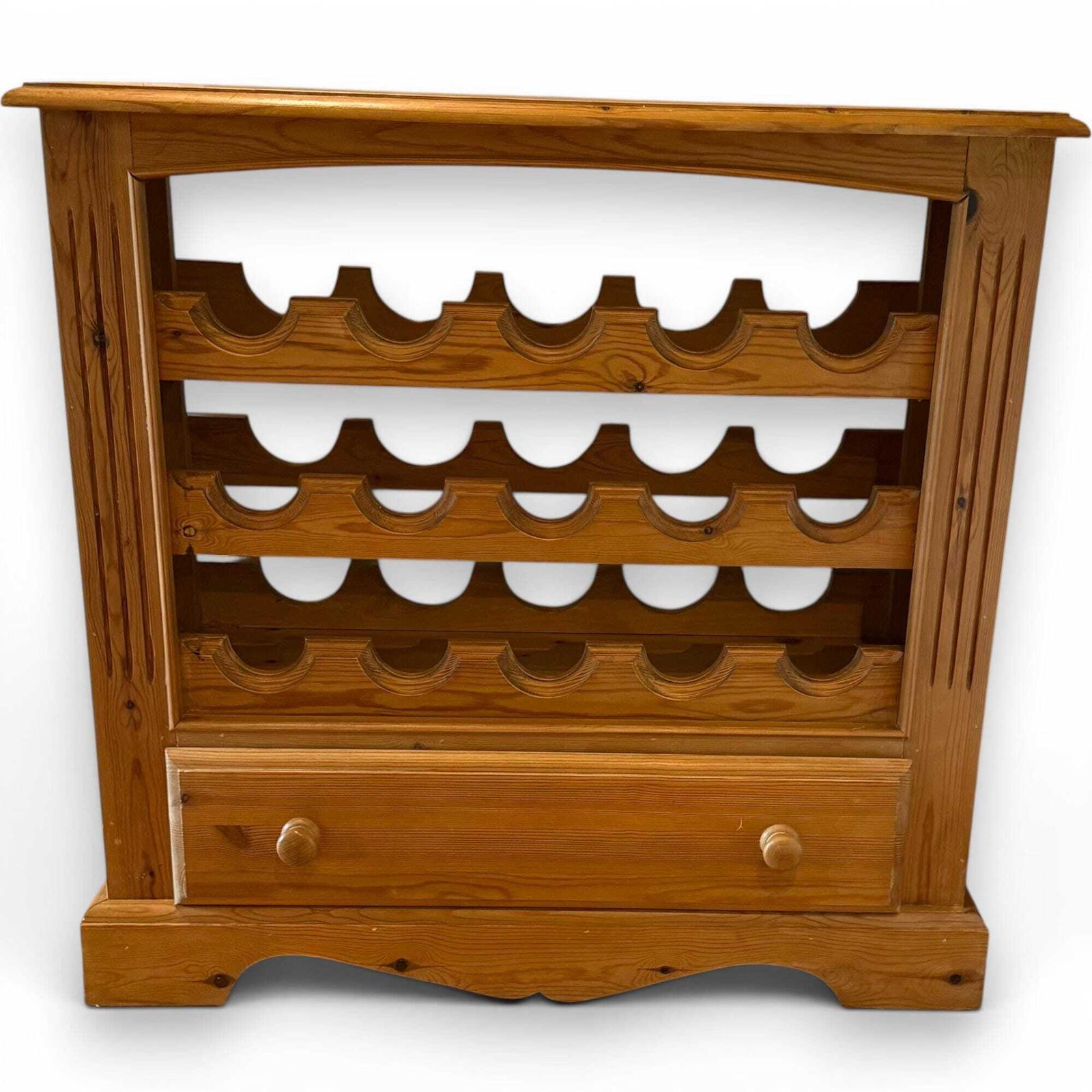 Vintage Natural Waxed Pine Wine Rack Cabinet, Rustic Pine Bottle Storage, Country House Wine Rack, Farmhouse Pine Cabinet photo furniture