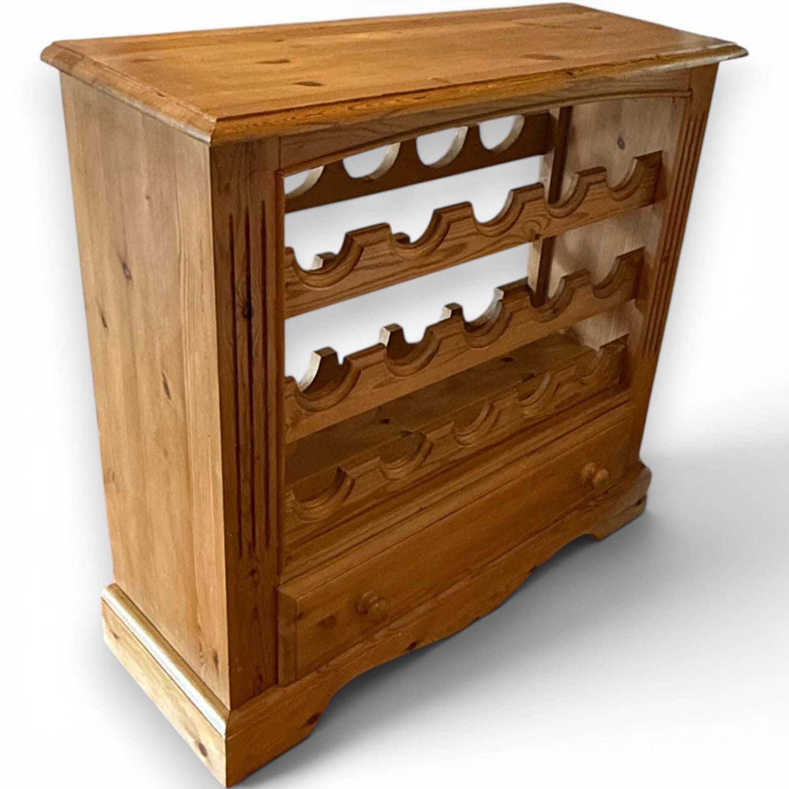 Vintage Natural Waxed Pine Wine Rack Cabinet, Rustic Pine Bottle Storage, Country House Wine Rack, Farmhouse Pine Cabinet photo buy