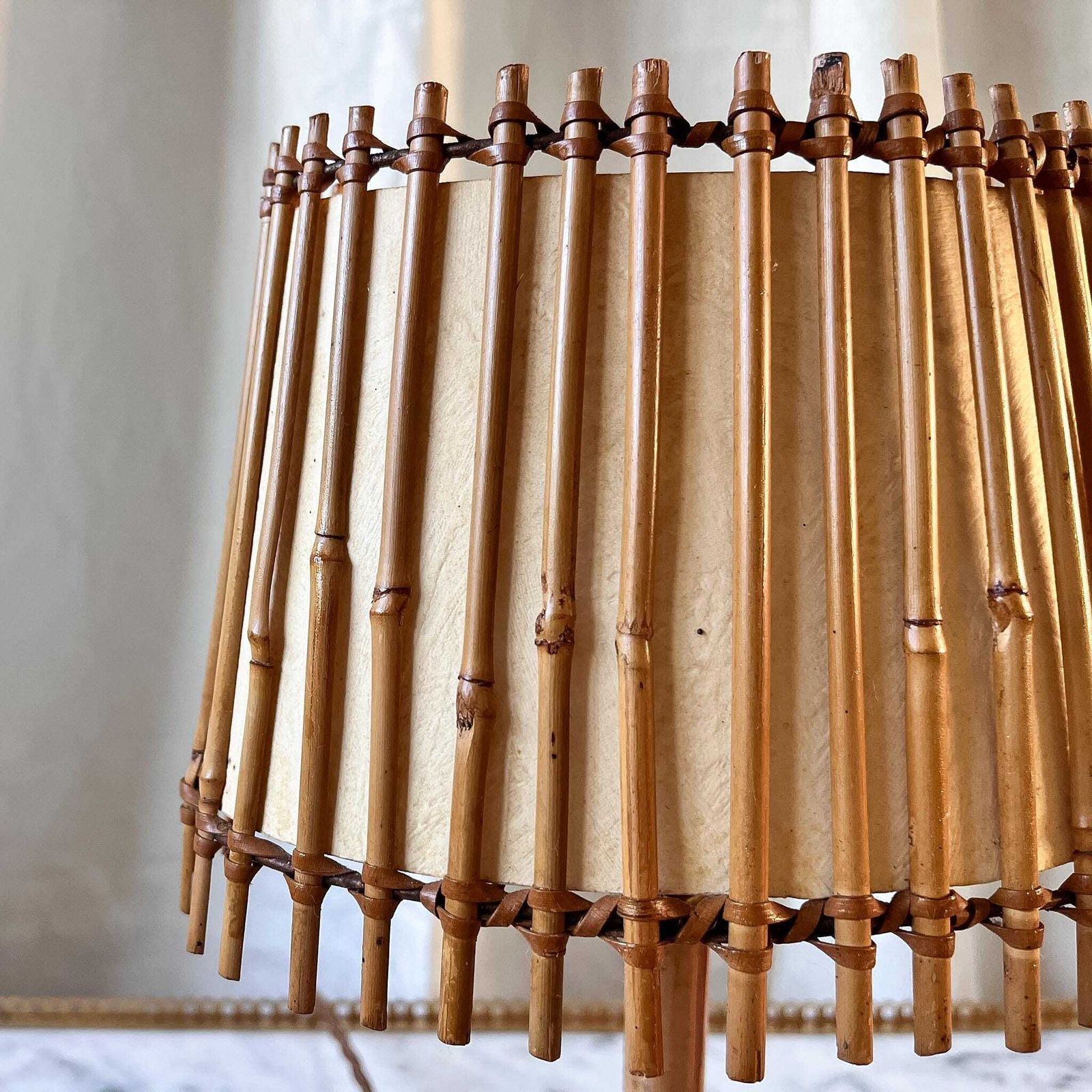 Vintage French Bamboo Table Lamp Attributed To Louise Sognot photo furniture