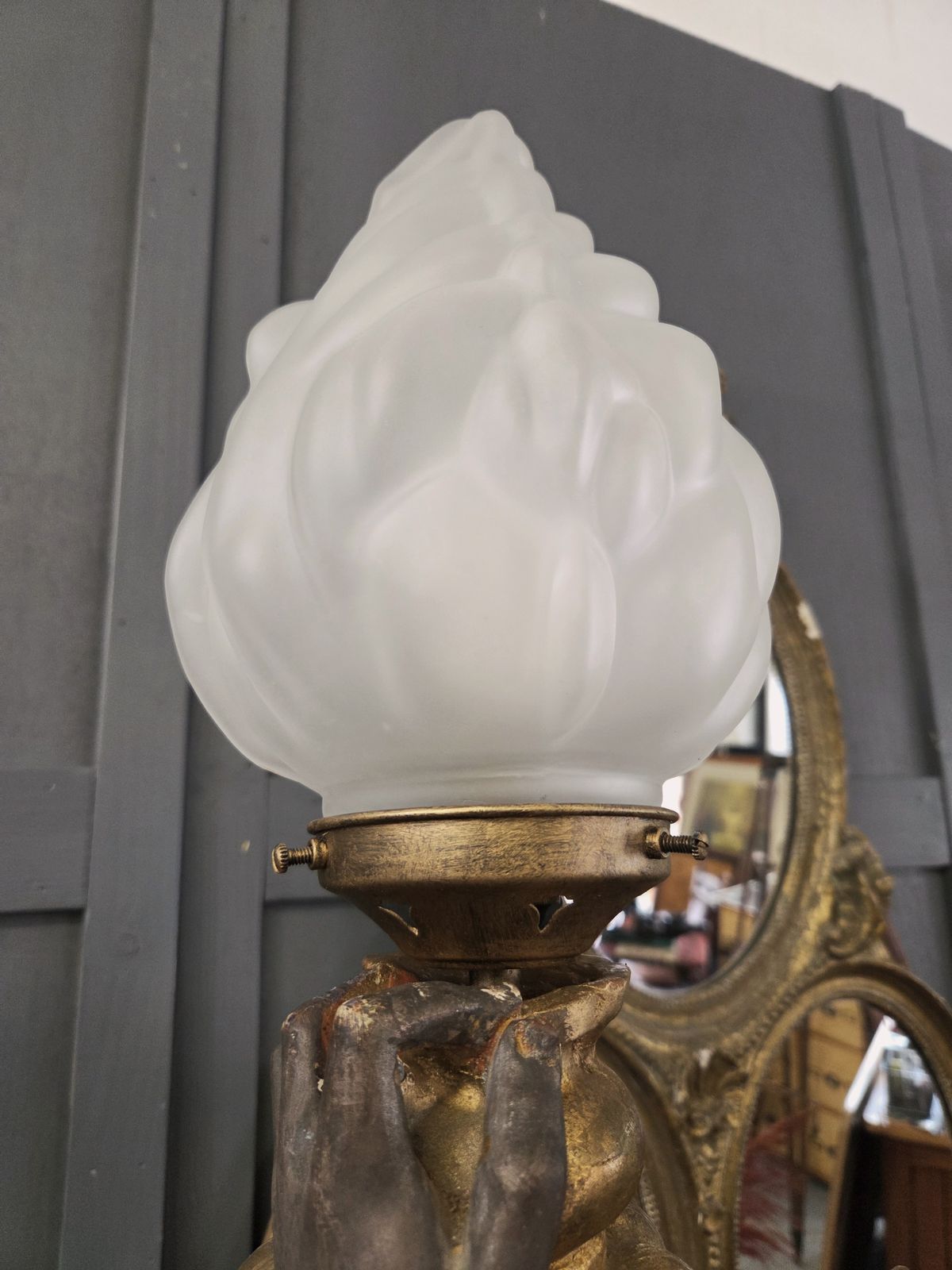 Early 20th Century Venetian Revival Figure Torchère Lamp, Polychrome & Parcel Gilt photo vinterior