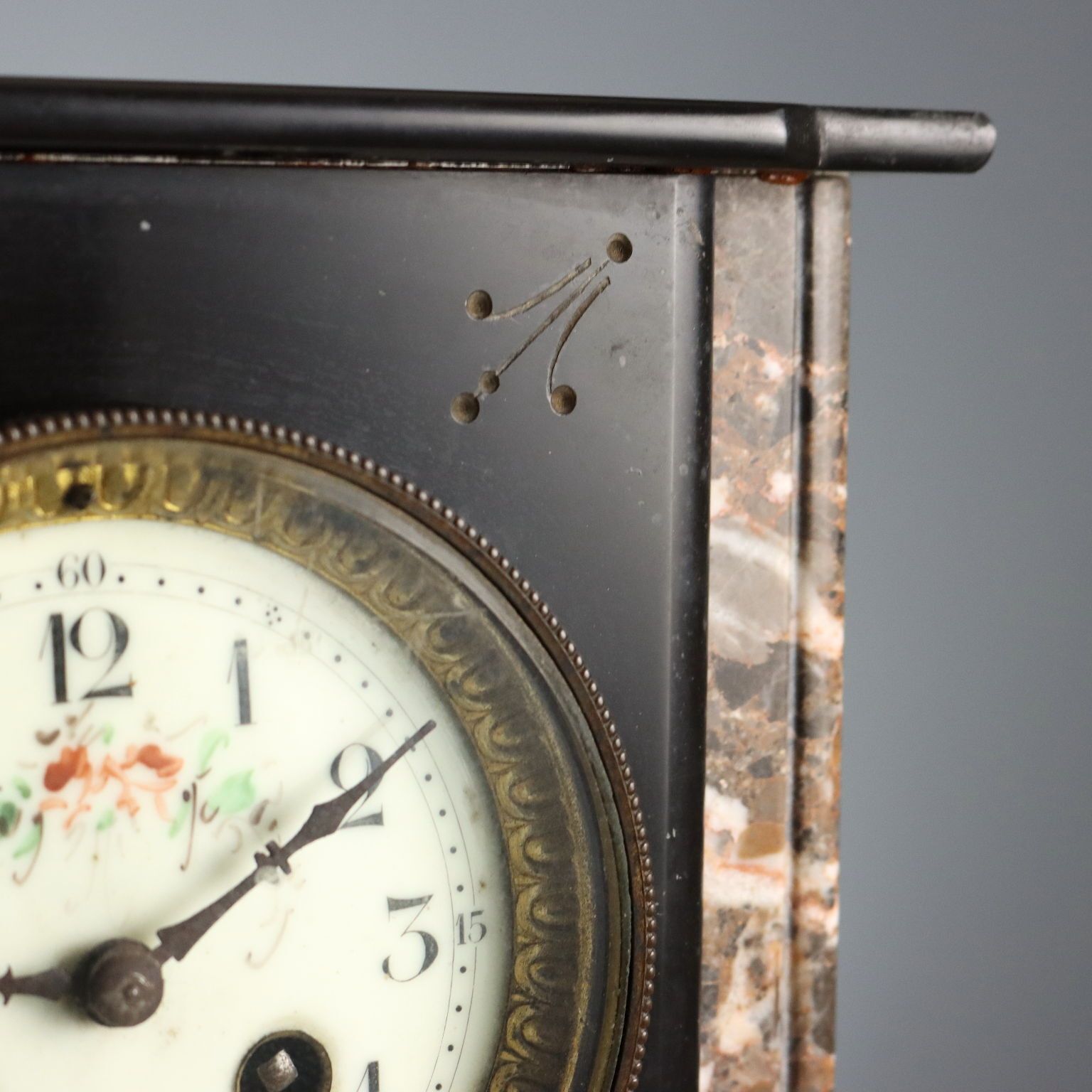 Antique Clock Black Marble Metal France XIX XX Century photo 350.0