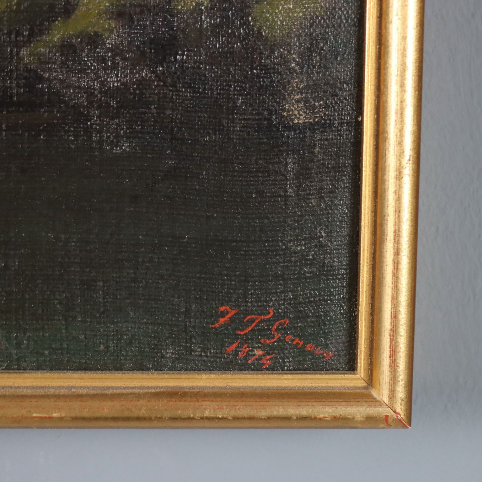 photo furniture Tableau d'époque, paysage de montagne, huile sur toile, 1874