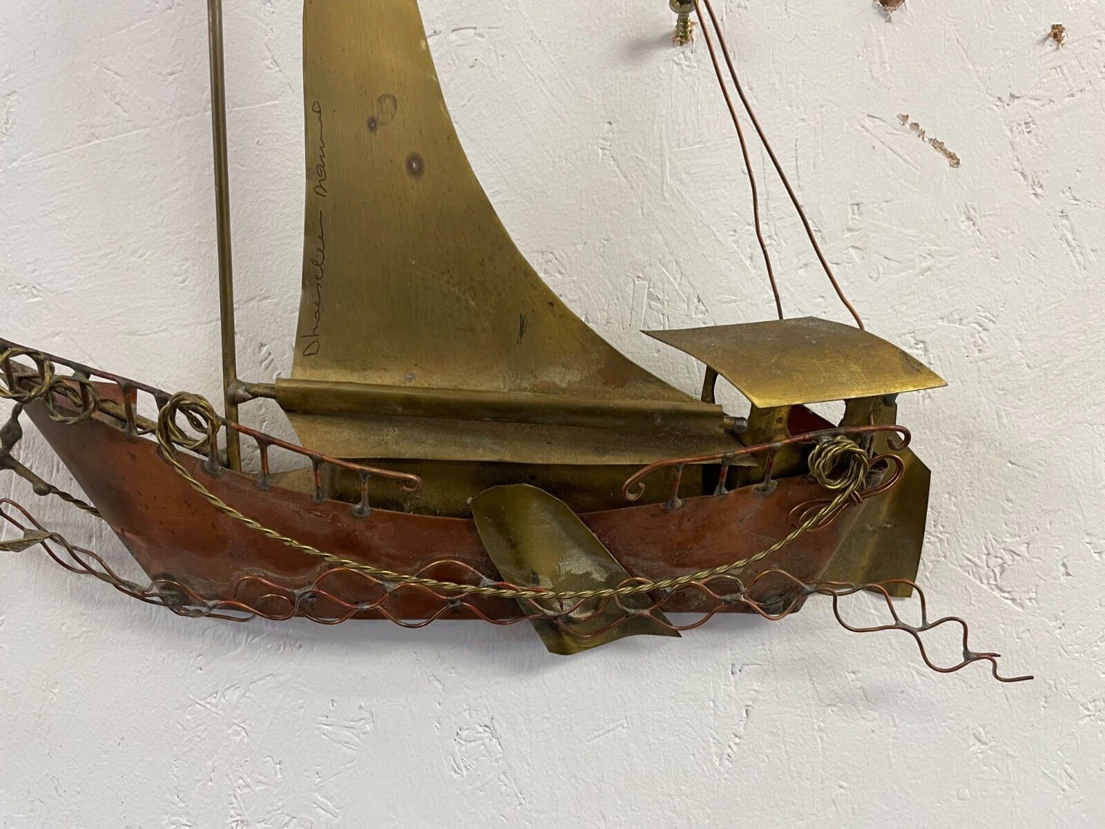 Mid Century Large Daniel D'haeseleer Sailing Boat All Art   Signed. photo for sale