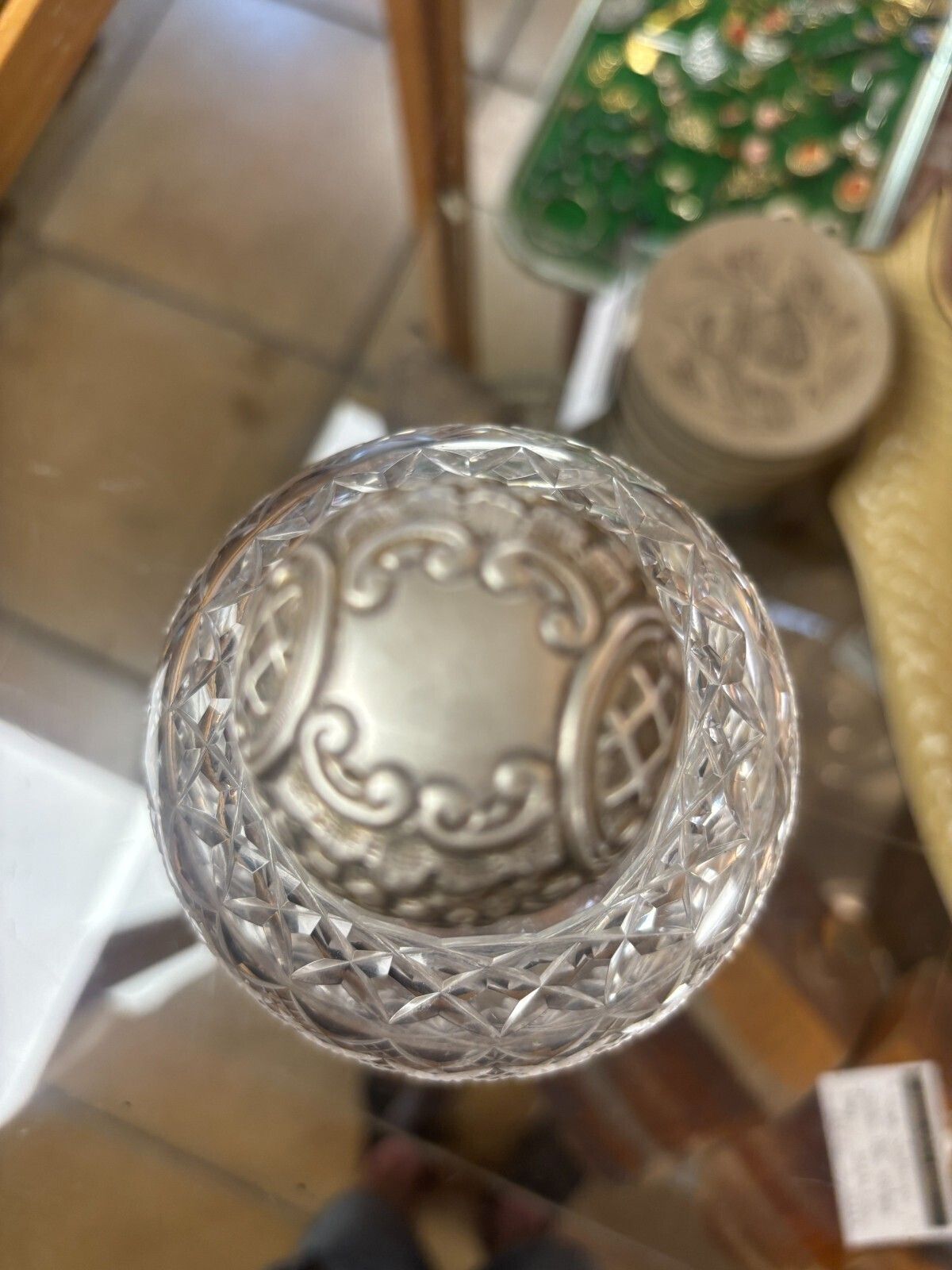 Antique 1914 Sterling Silver & Cut Glass Perfume/ Vanity Bottle. photo 65.0