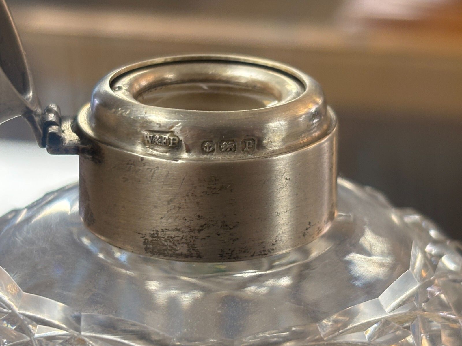 photo for sale Antique 1914 Sterling Silver & Cut Glass Perfume/ Vanity Bottle.