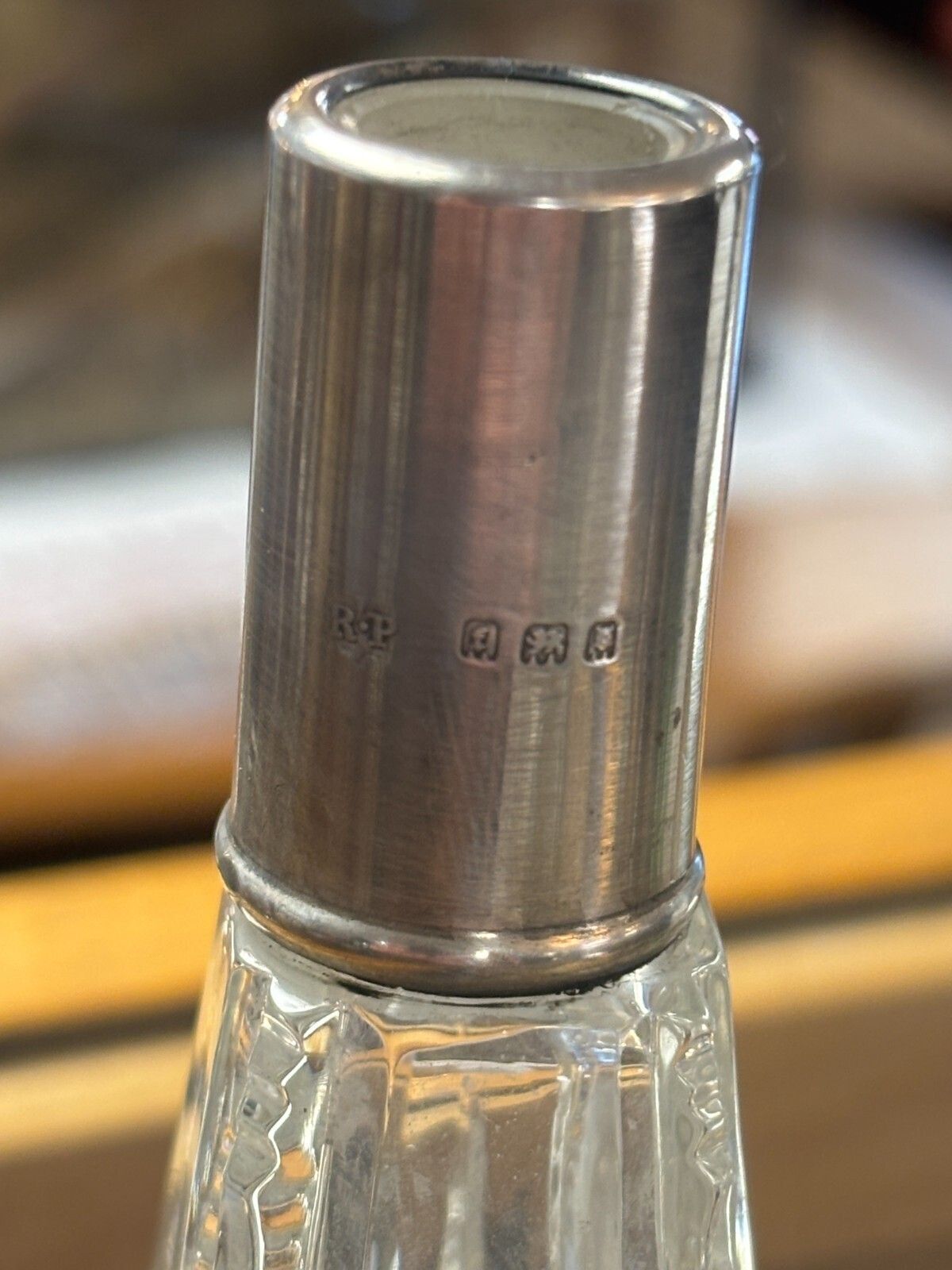 Antique Sterling Silver & Cut Glass Perfume Bottle With Stopper. photo buy