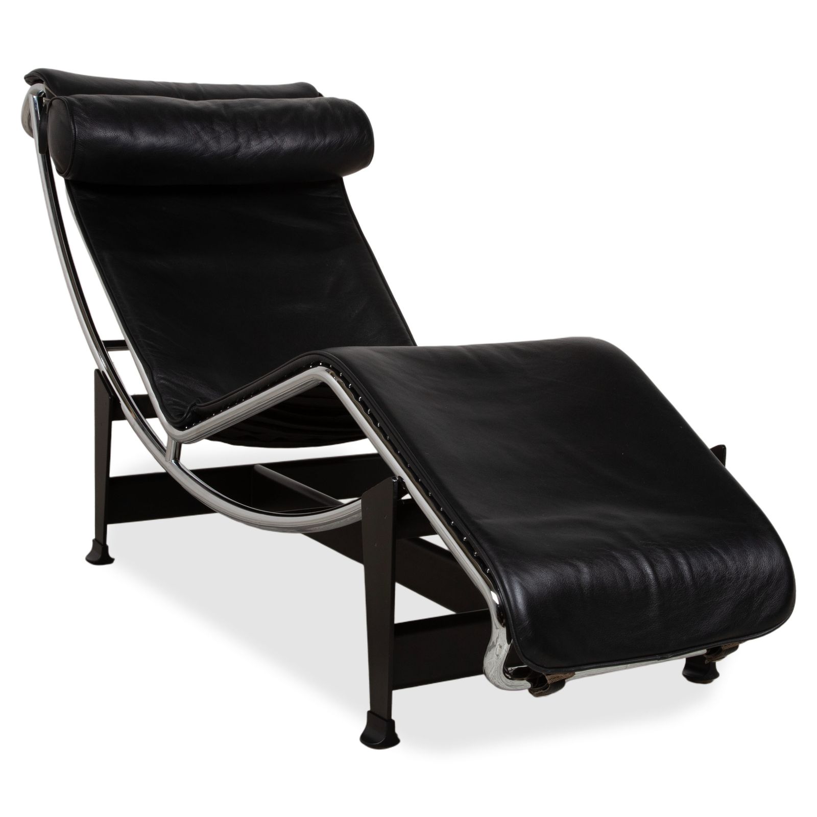 Méridienne Cassina Le Corbusier LC 4 en cuir noir, Bauhaus, fonction manuelle