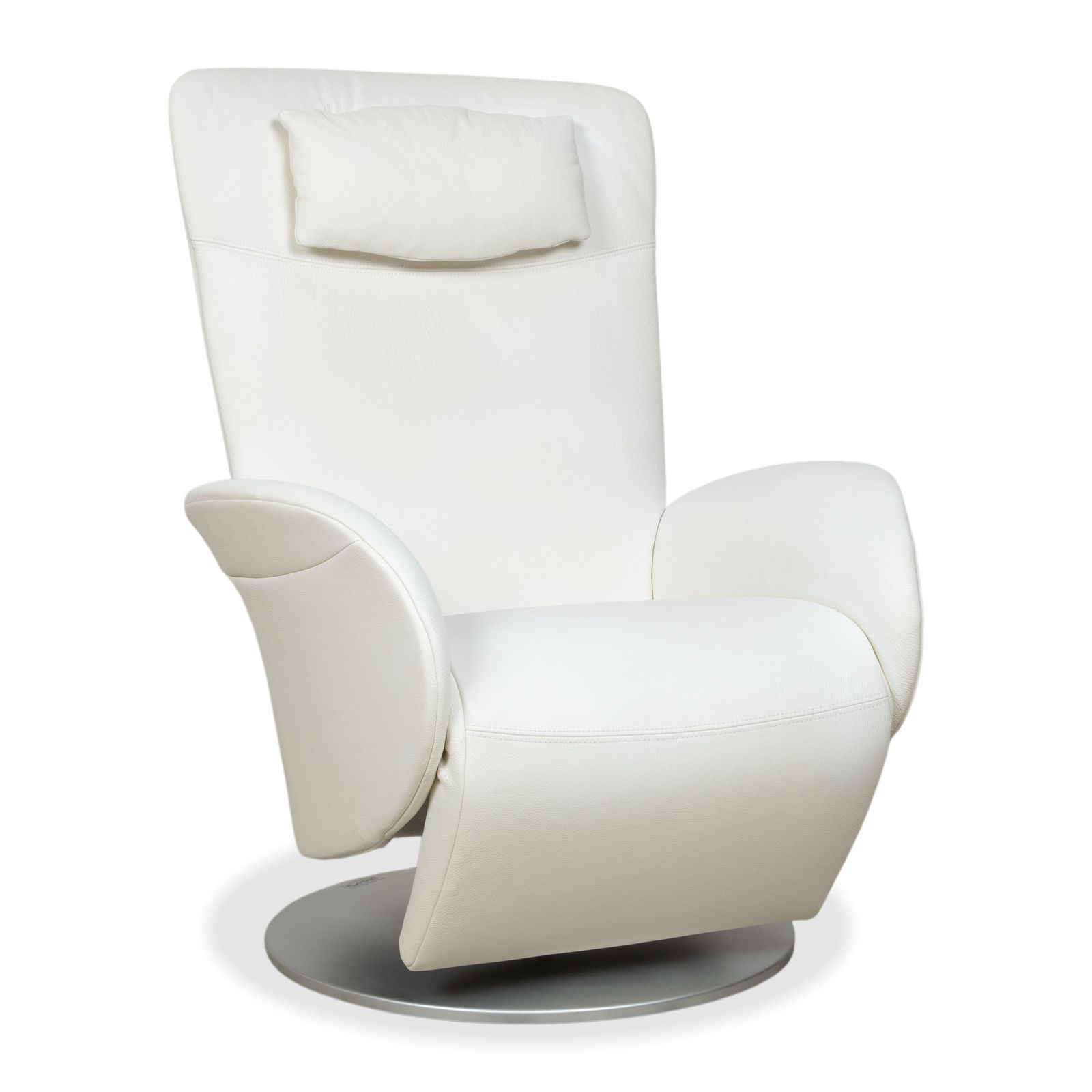 Rolf Benz L-SE-L 572 Fauteuil, Leer, Crèmewit, Manuele Functie, Relaxfunctie