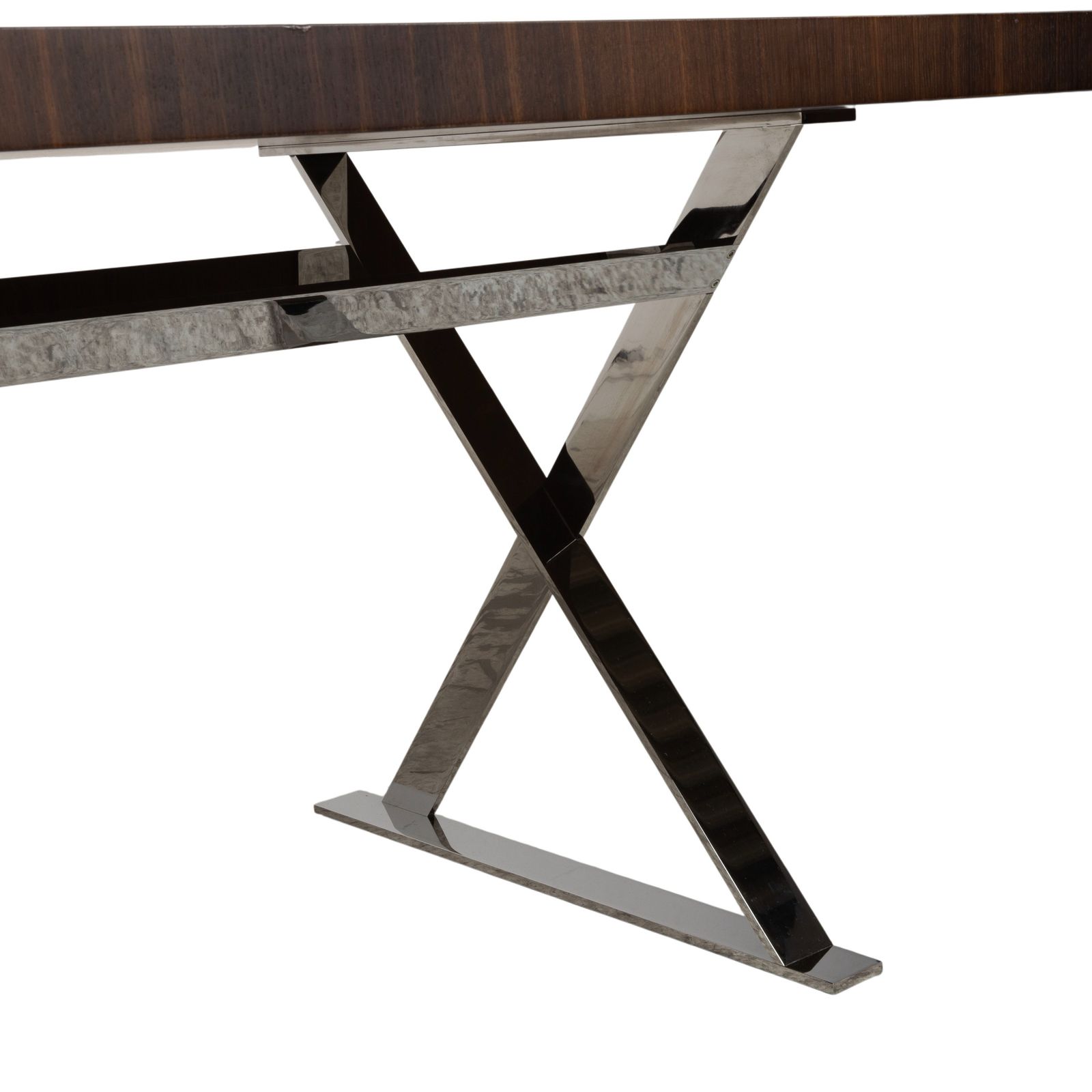 Table à manger Maxalto Max en bois, brun et chrome, 240 x 110 cm photo vinterior