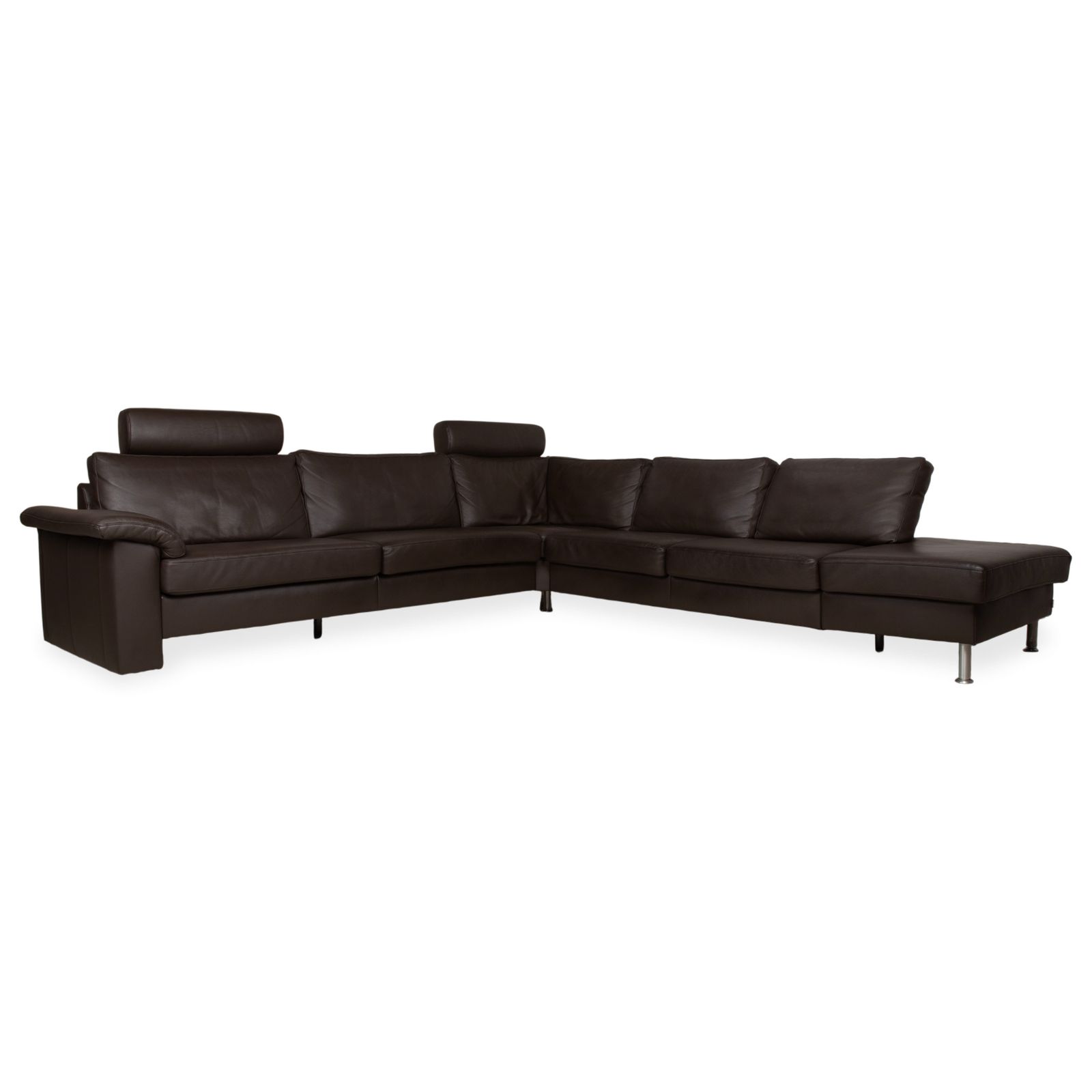 Ewald Schillig Concept Plus Leather Corner Sofa Brown Manual Function Headrests
