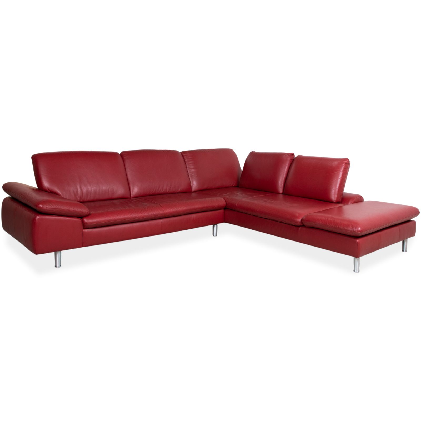 Willi Schillig Loop Leather Corner Sofa Red Manual Function photo for sale