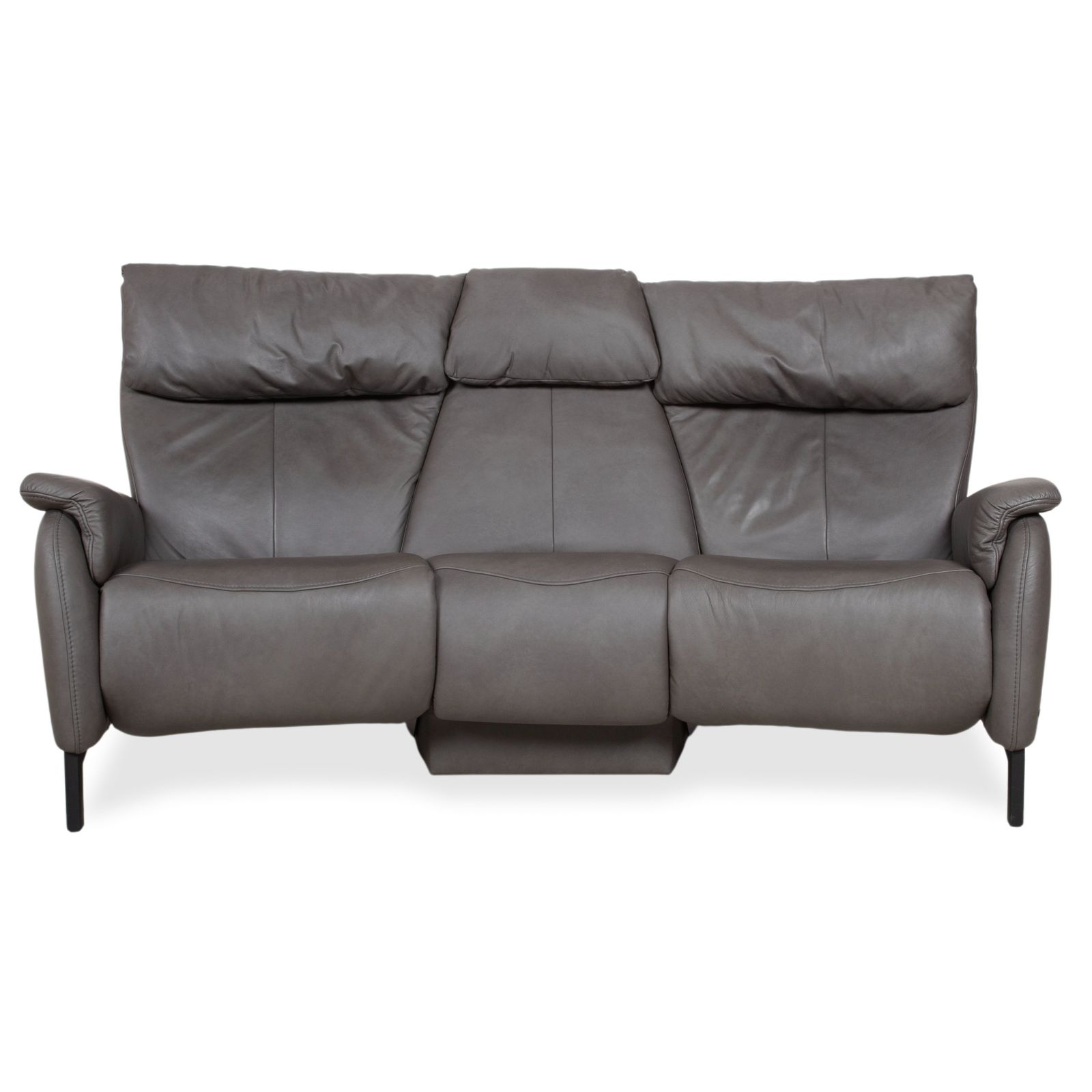 Himolla Trapez Leather Three Seater Grey Anthracite Manual Function Sofa