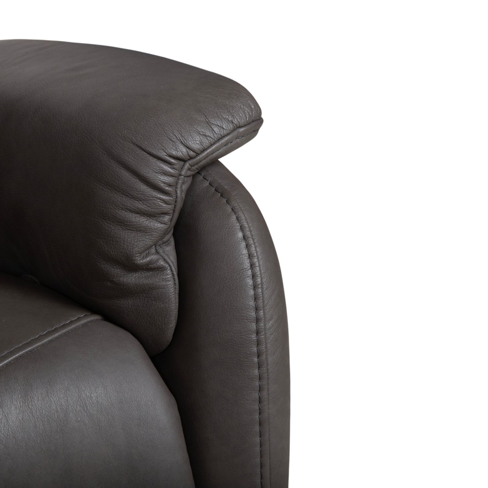 Himolla Trapez Leather Three Seater Grey Anthracite Manual Function Sofa photo buy