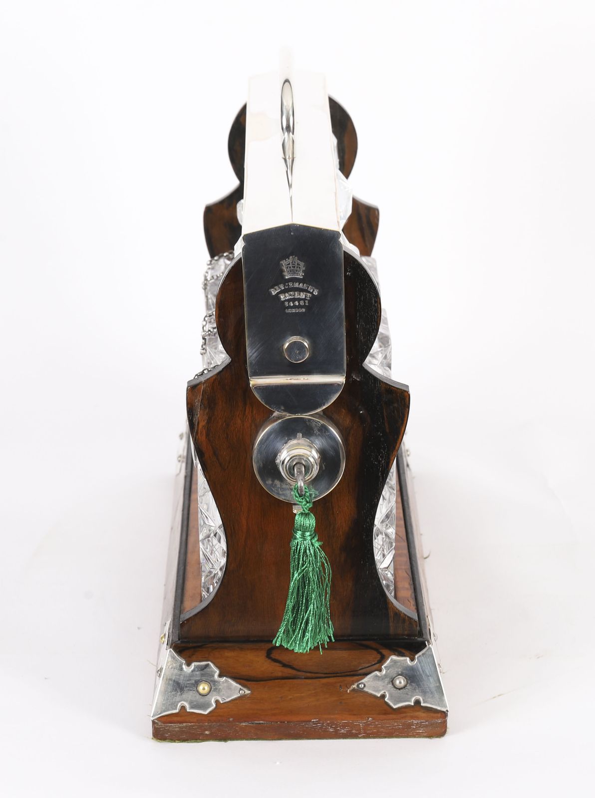 Home Decor Antique Betjemann’s Coromandel 3 Crystal Decanter Tantalus Silver Hallmarks 1907 photo