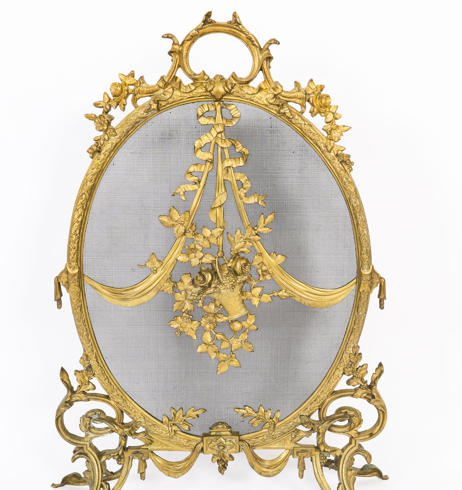 French Rococo Revival Brass Fire Screen19th C photo buy