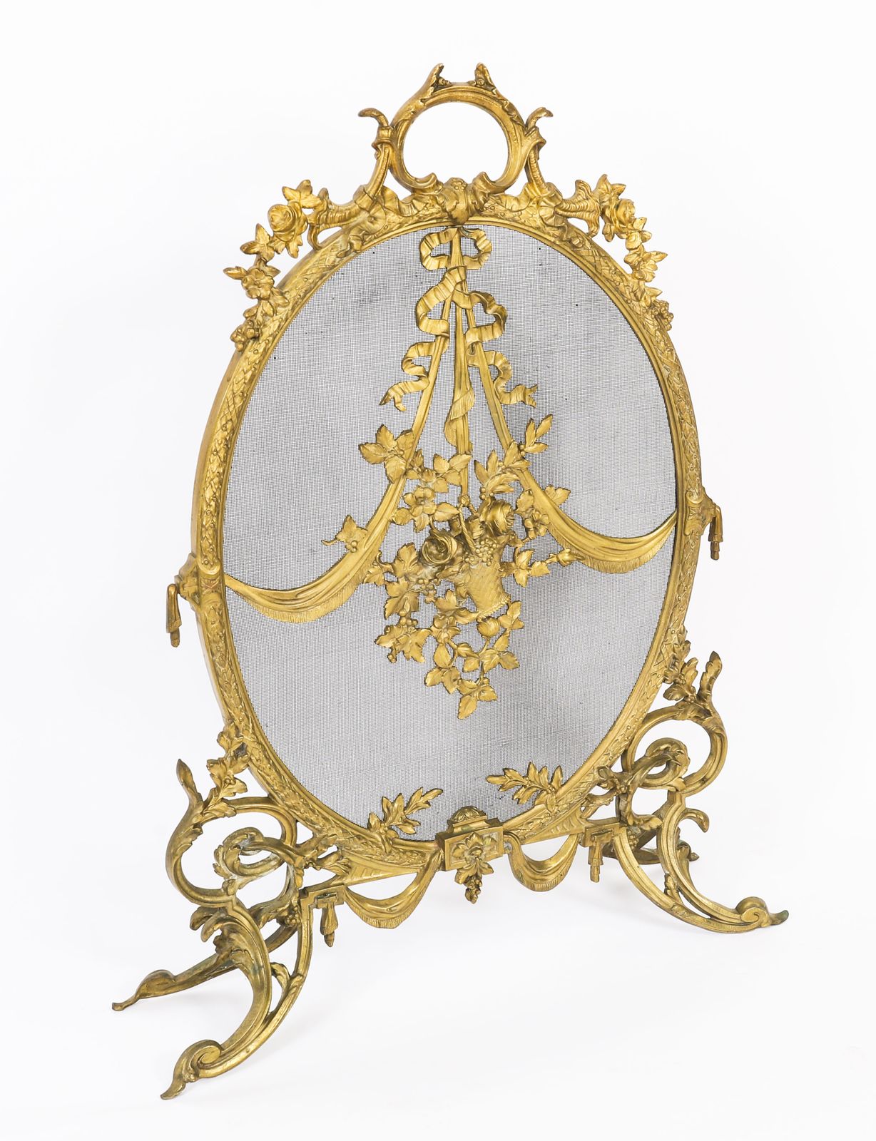 photo vinterior French Rococo Revival Brass Fire Screen19th C